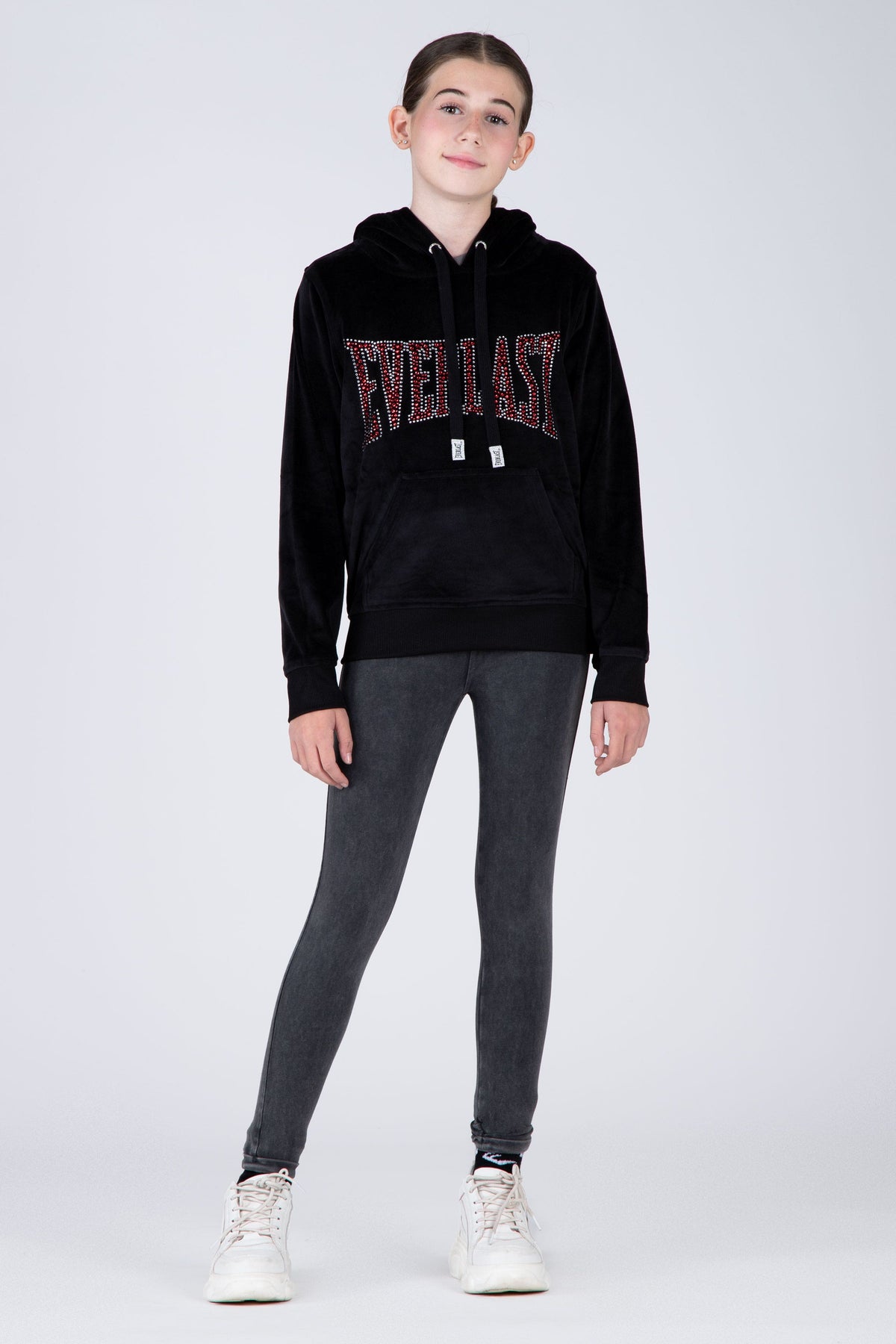 Poleron Hood Niña Negro Everlast