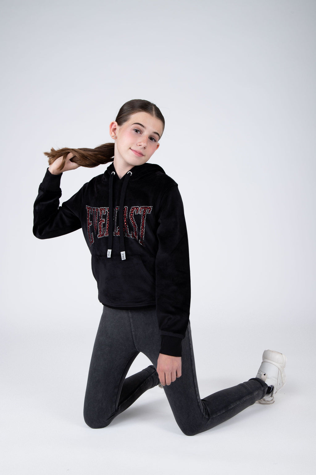 Poleron Hood Niña Negro Everlast