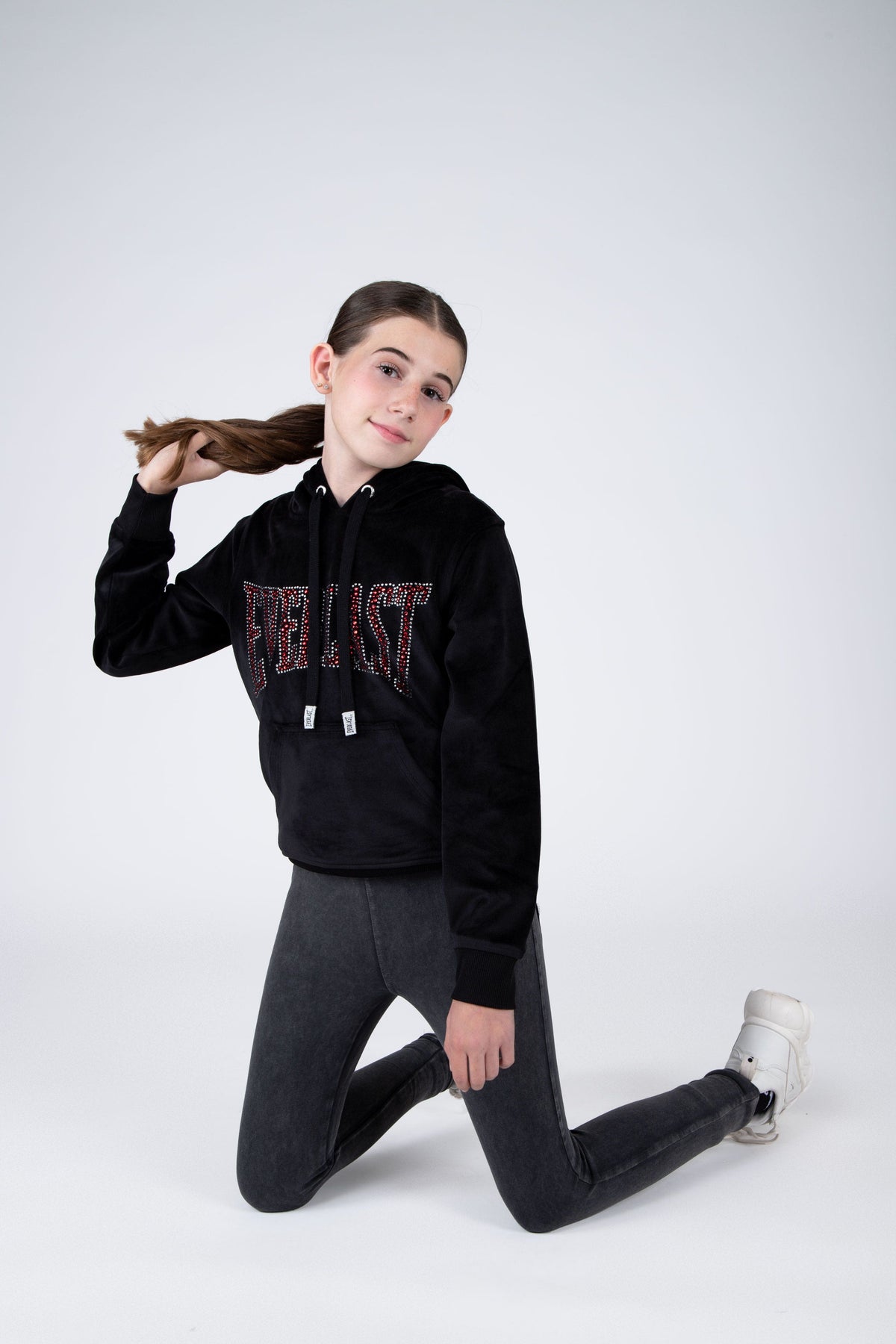 Poleron Hood Niña Negro Everlast