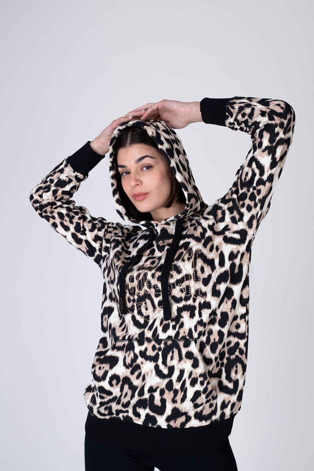 Poleron Hood Leopard Beige Everlast