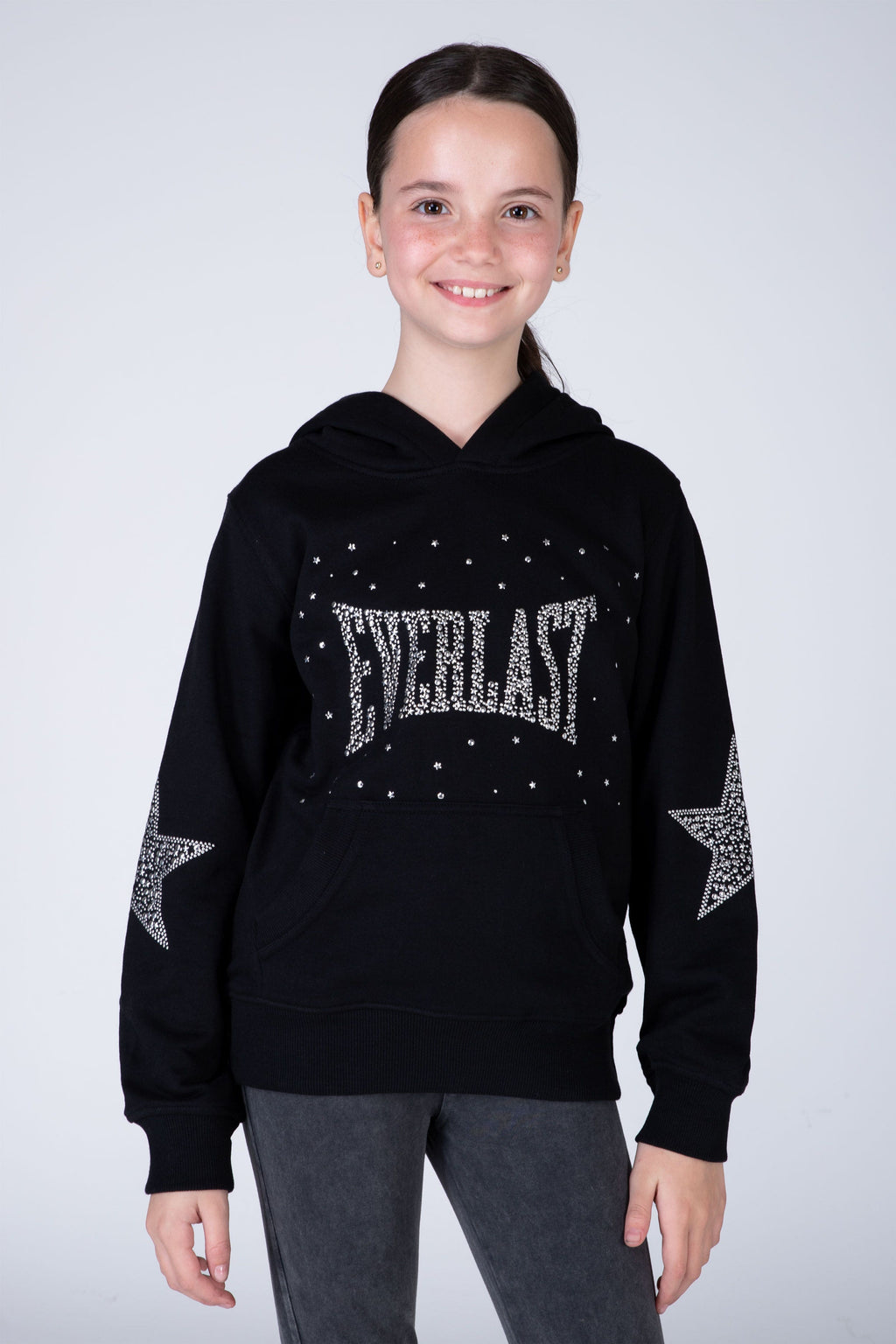 Poleron Hood Happiness Niña Negro Everlast