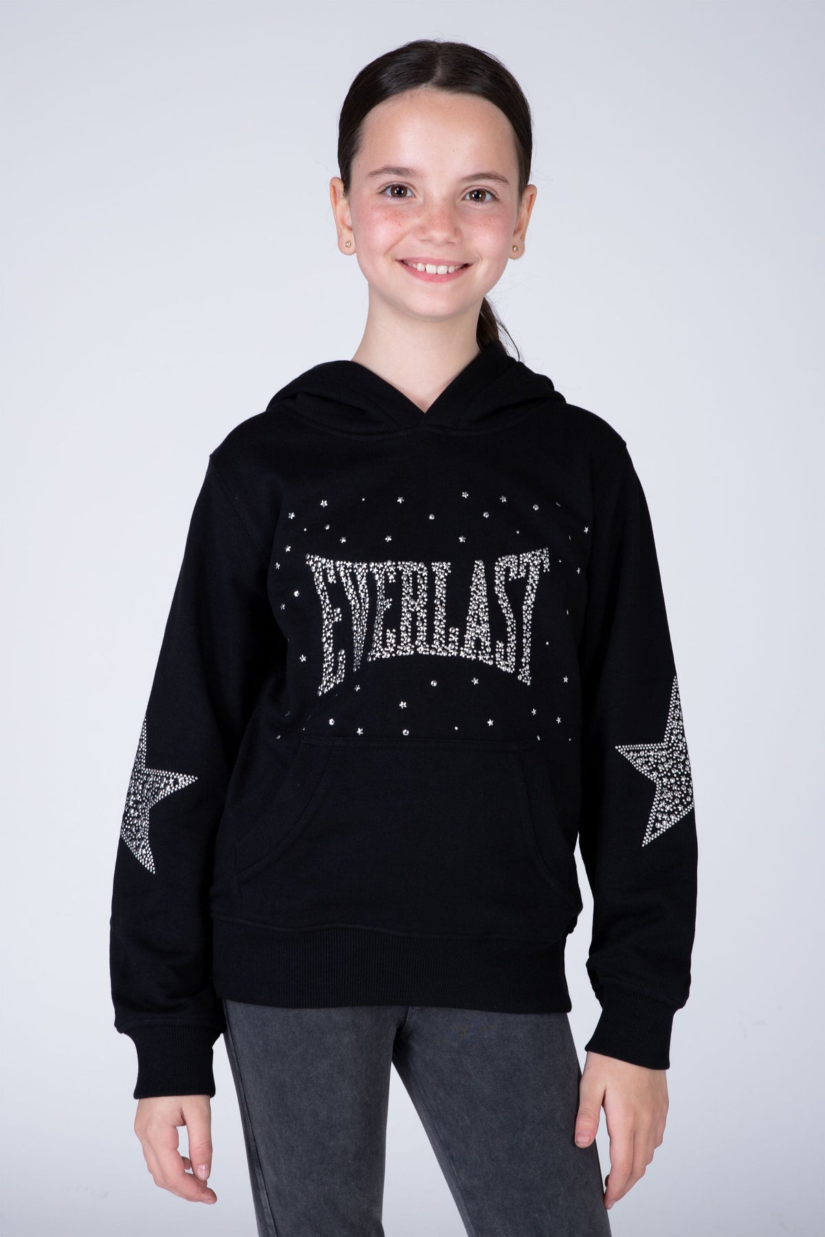 Poleron Hood Happiness Niña Negro Everlast
