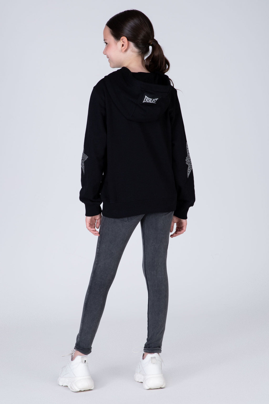Poleron Hood Happiness Niña Negro Everlast