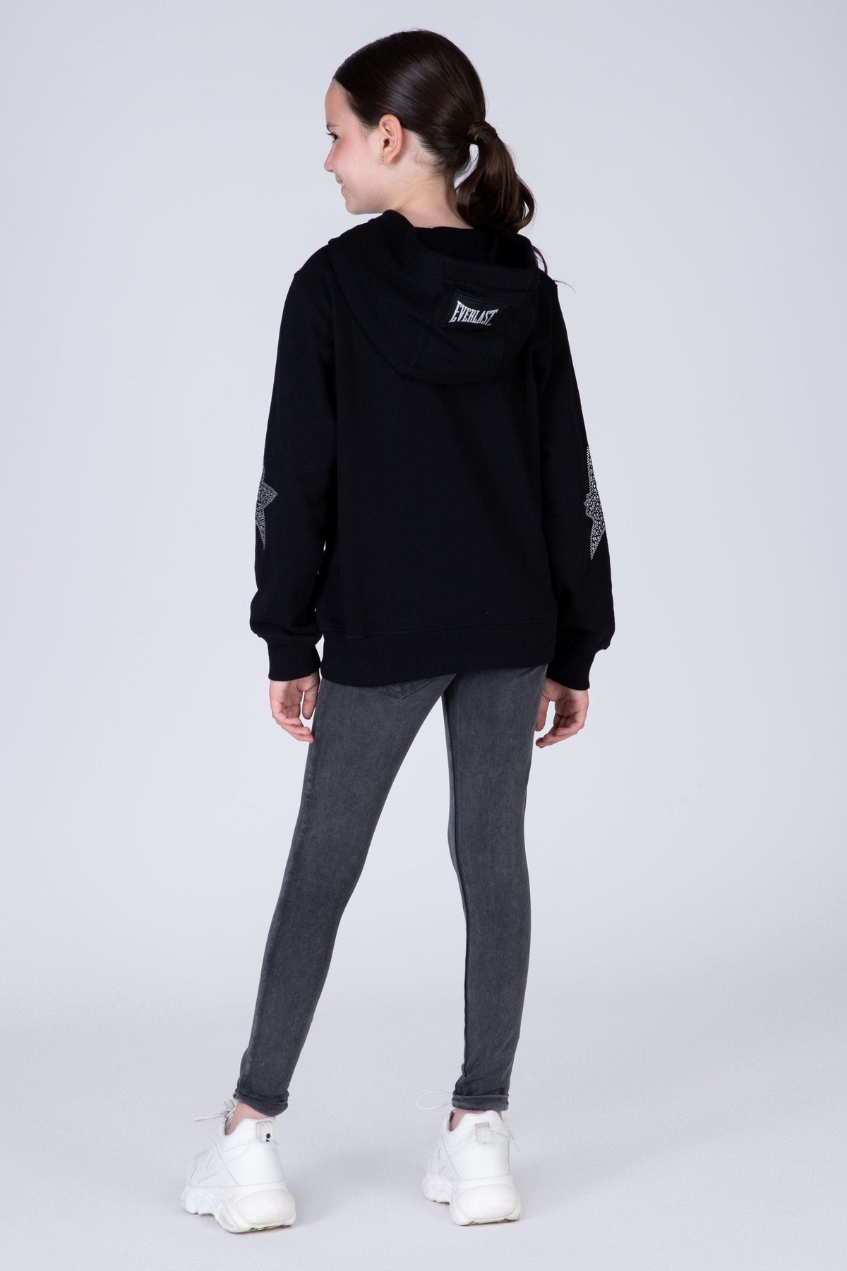 Poleron Hood Happiness Niña Negro Everlast