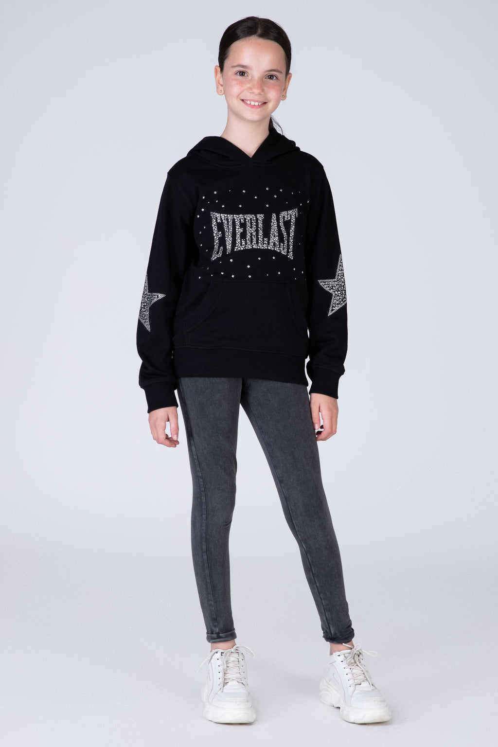 Poleron Hood Happiness Niña Negro Everlast