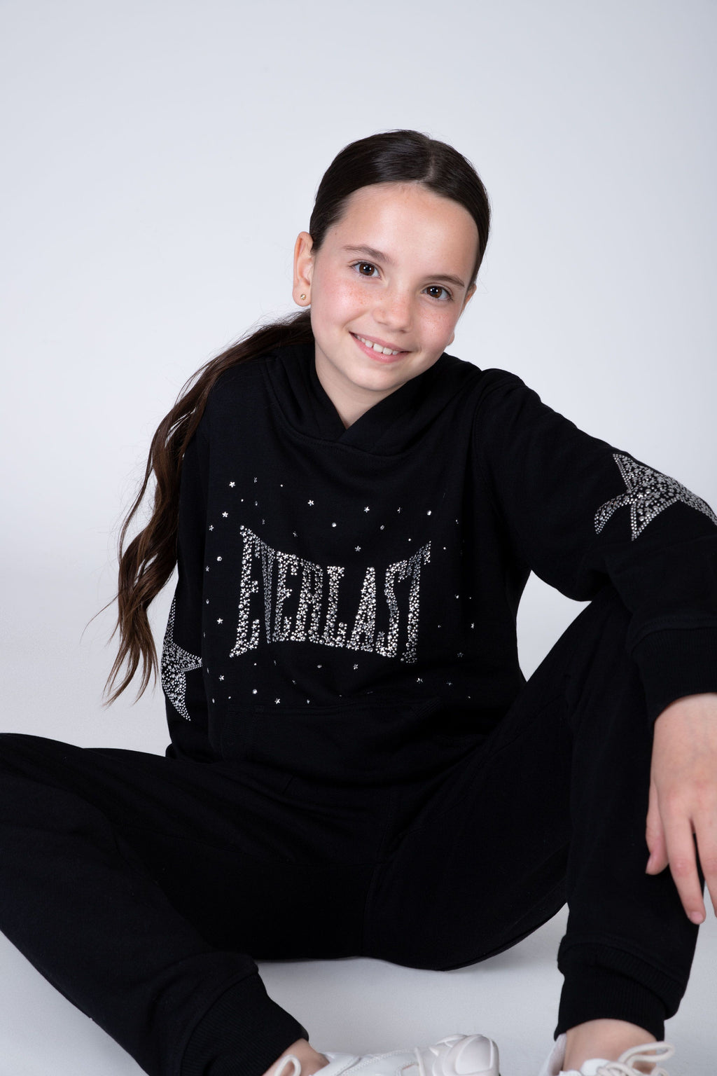 Poleron Hood Happiness Niña Negro Everlast