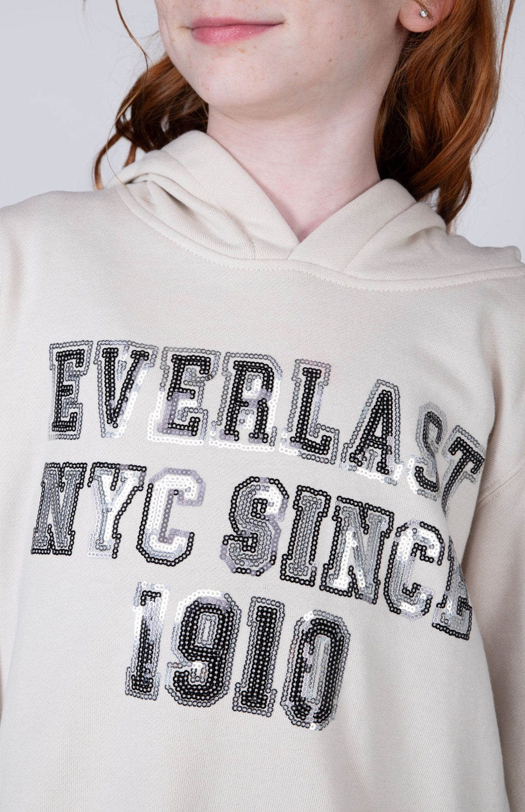 Poleron Hood Central Park Niña Beige Everlast