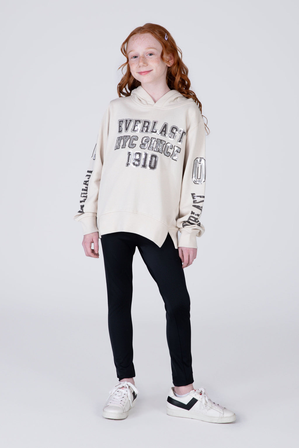 Poleron Hood Central Park Niña Beige Everlast