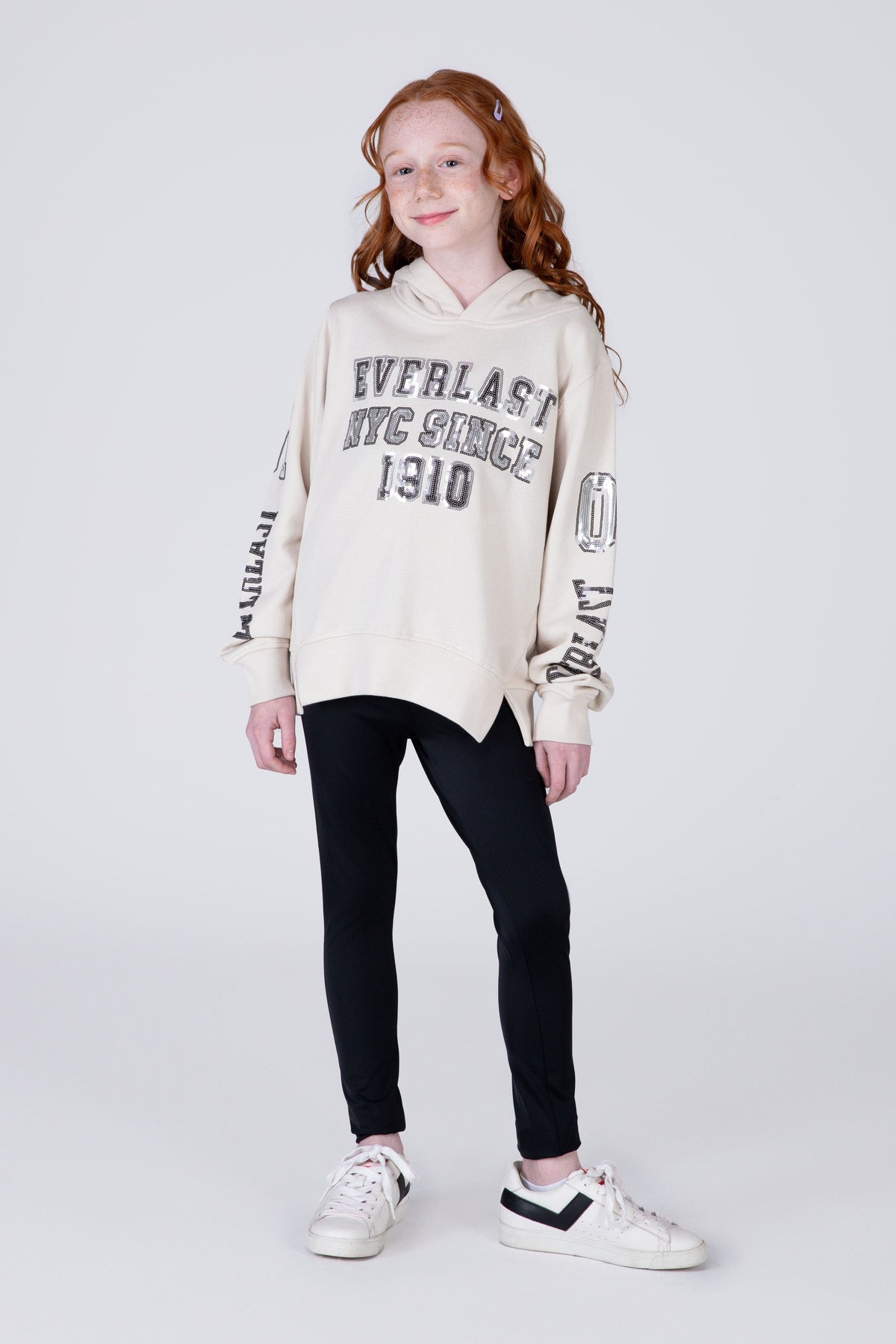 Poleron Hood Central Park Niña Beige Everlast
