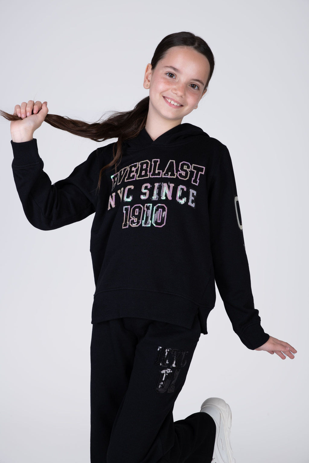 Poleron Hood Central Park Niña Negro Everlast