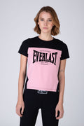 Polera Manga Corta Cut Negro/Rosado Everlast