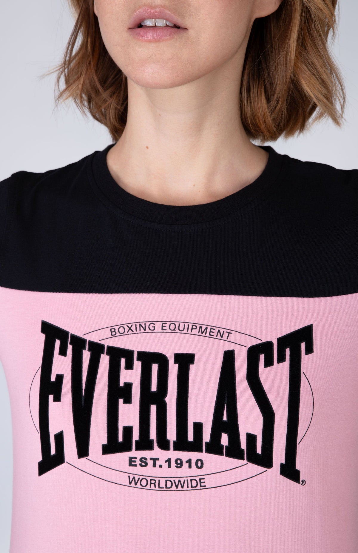 Polera Manga Corta Cut Negro/Rosado Everlast