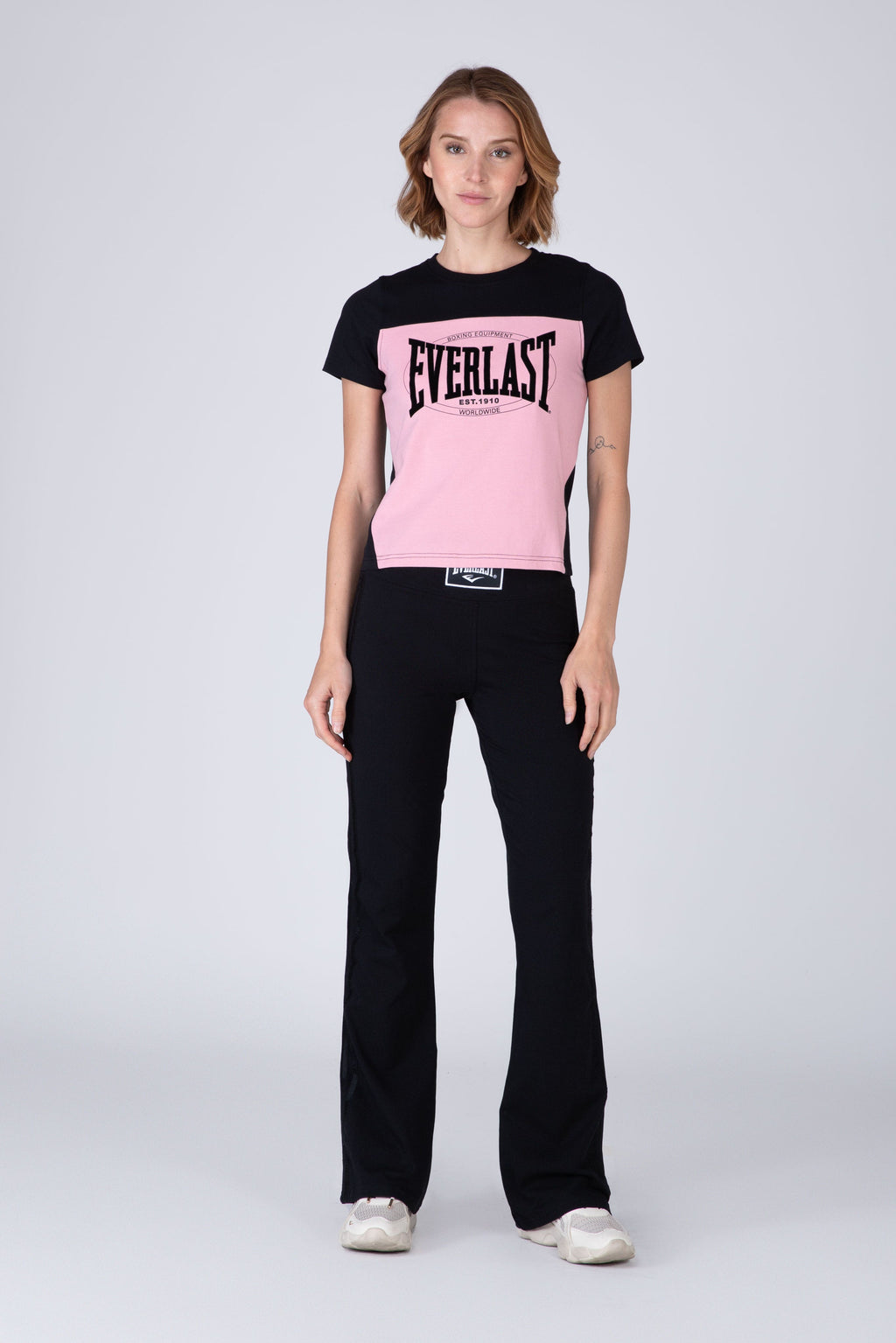 Polera Manga Corta Cut Negro/Rosado Everlast