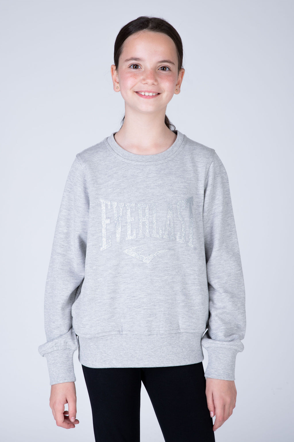 Poleron Crew Neck Commodity Niña Gris Claro Everlast