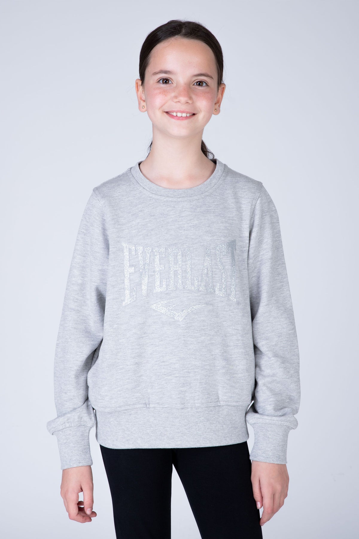 Poleron Crew Neck Commodity Niña Gris Claro Everlast