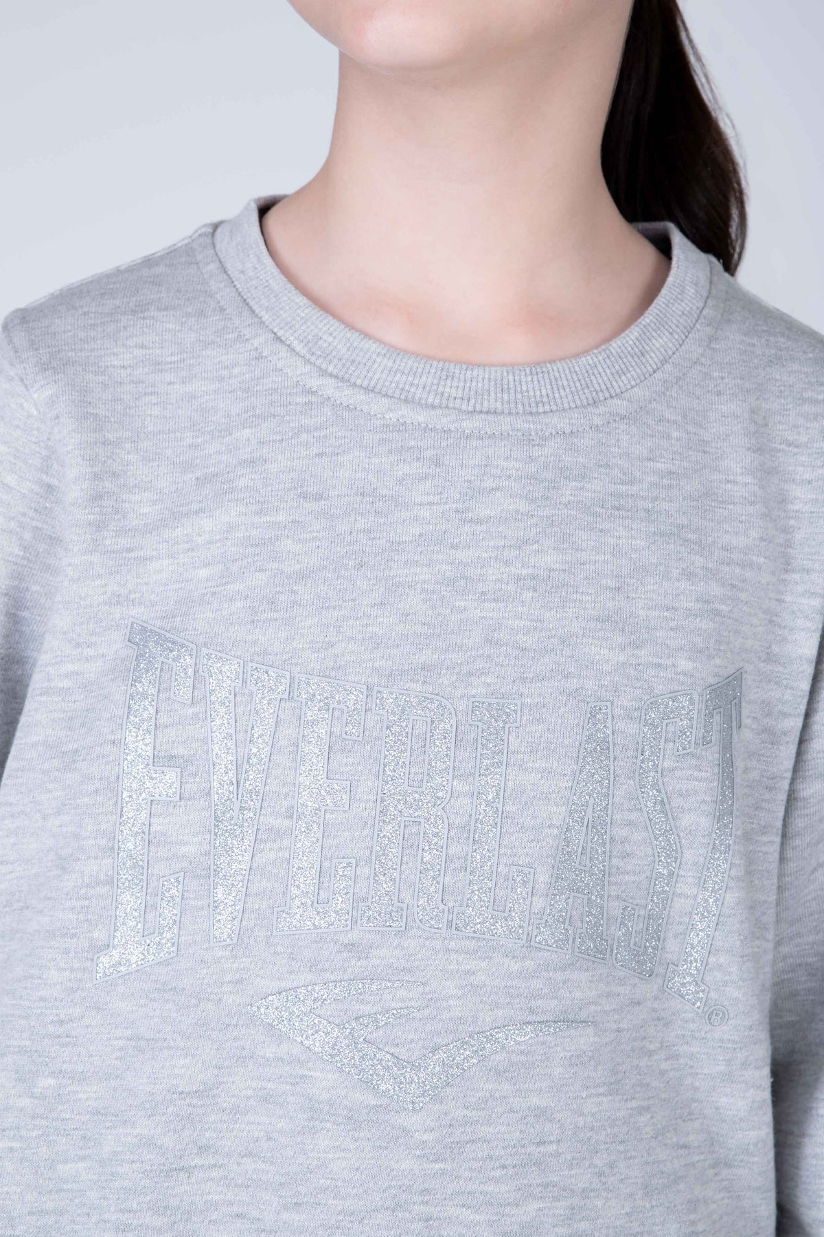 Poleron Crew Neck Commodity Niña Gris Claro Everlast