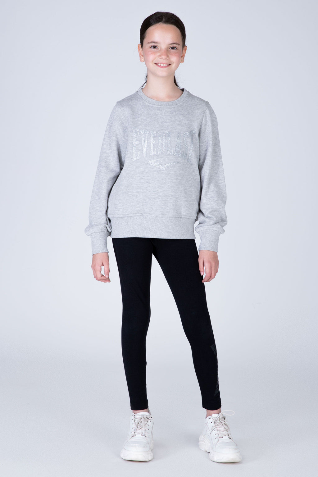 Poleron Crew Neck Commodity Niña Gris Claro Everlast
