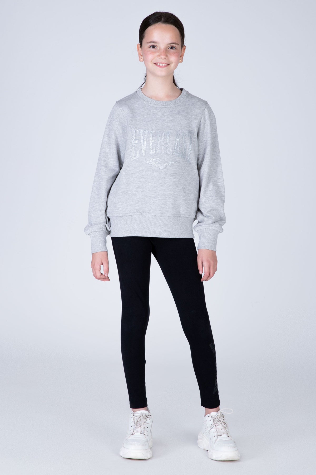 Poleron Crew Neck Commodity Niña Gris Claro Everlast