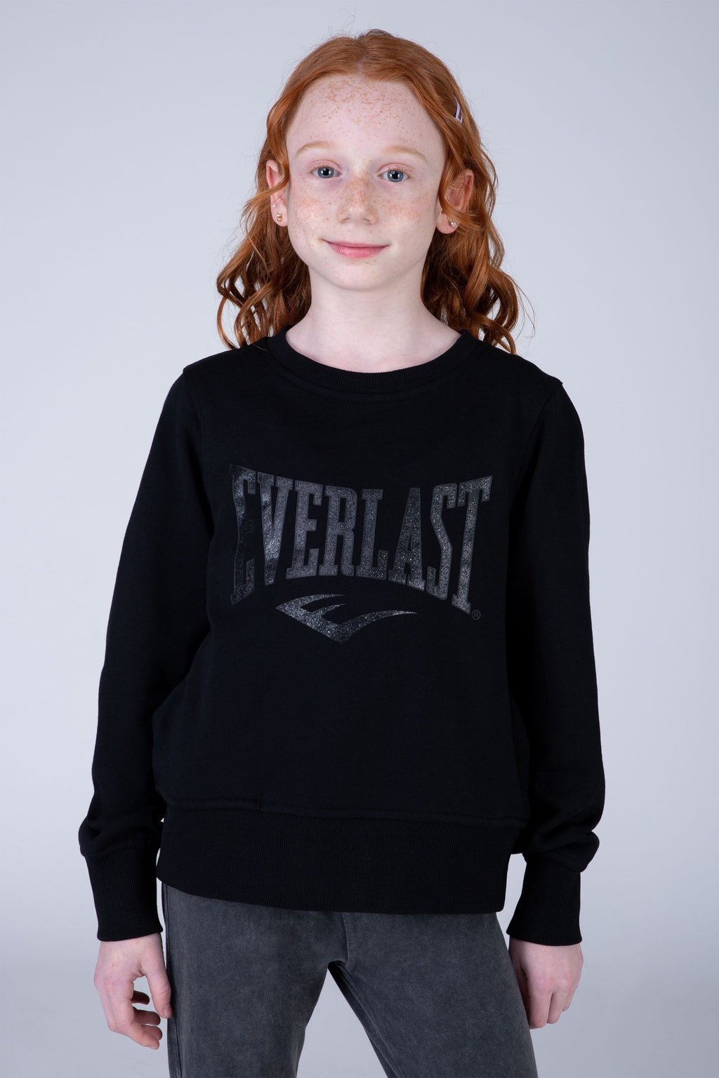 Poleron Crew Neck Commodity Niña Negro Everlast