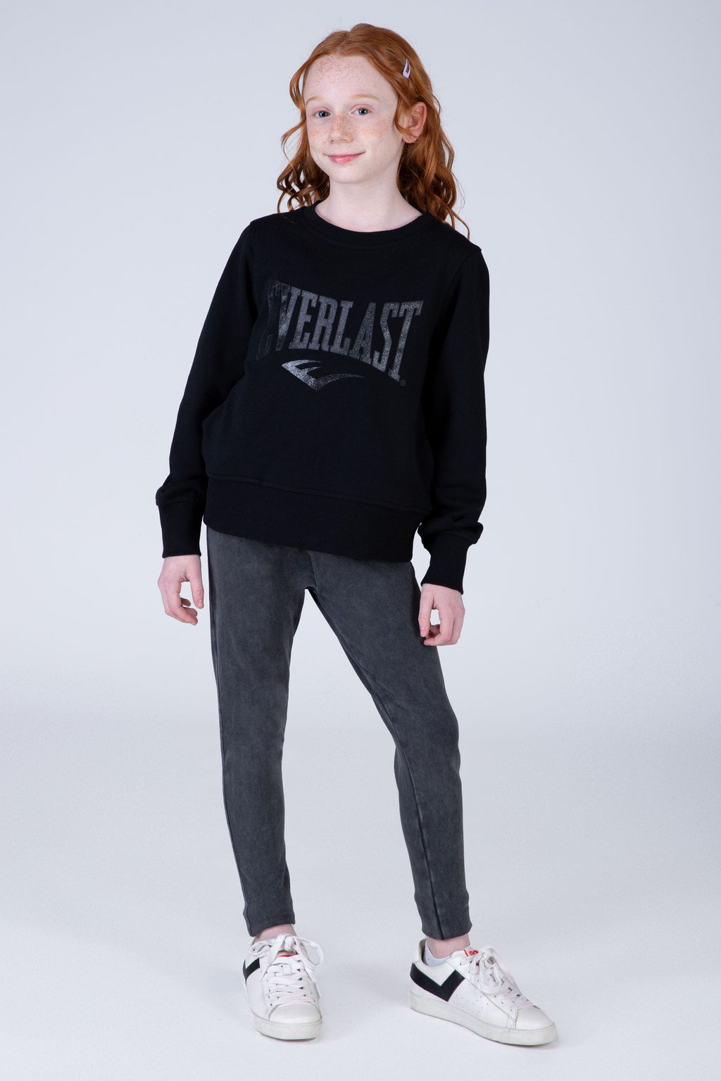 Poleron Crew Neck Commodity Niña Negro Everlast