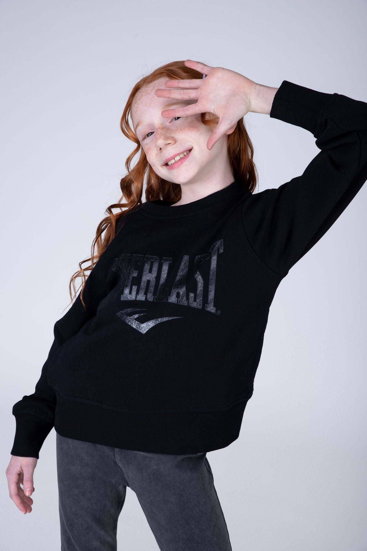 Poleron Crew Neck Commodity Niña Negro Everlast