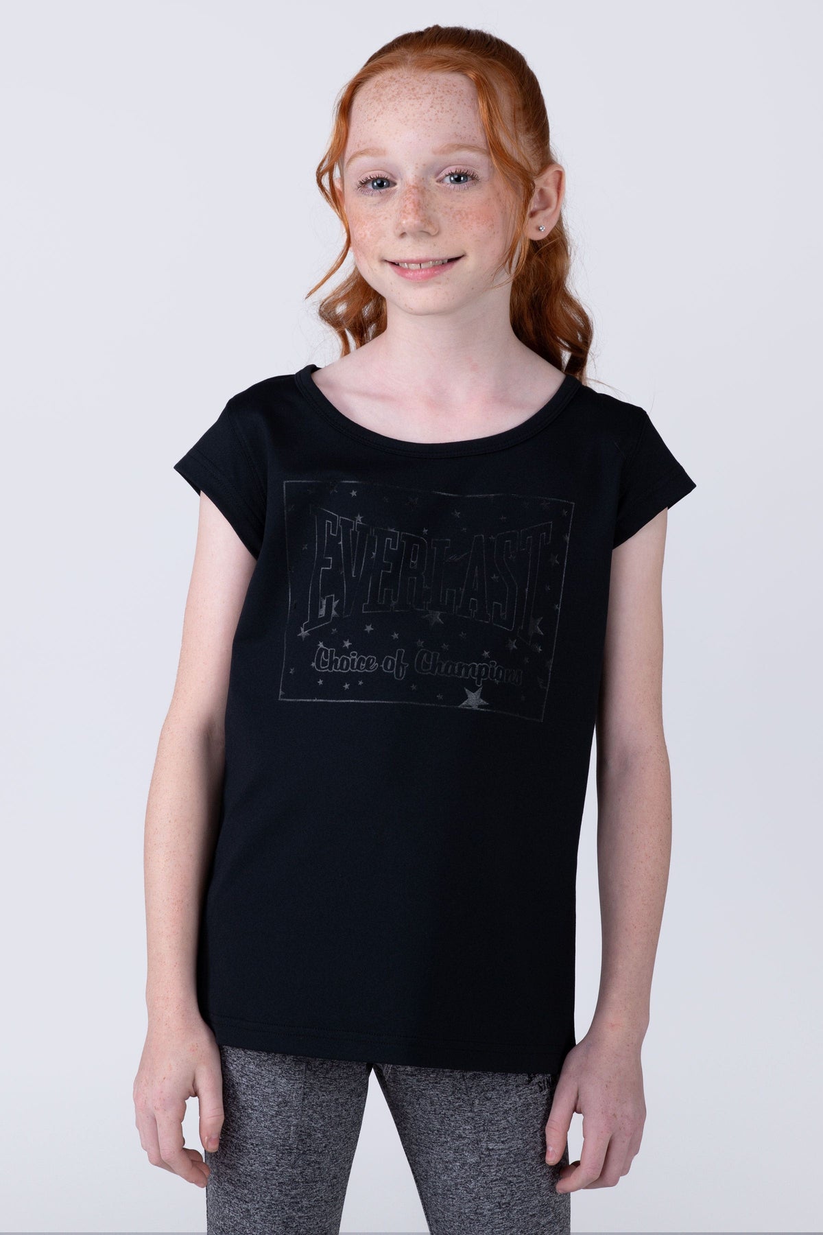 Polera Manga Corta Cosmos Niña Negro Everlast