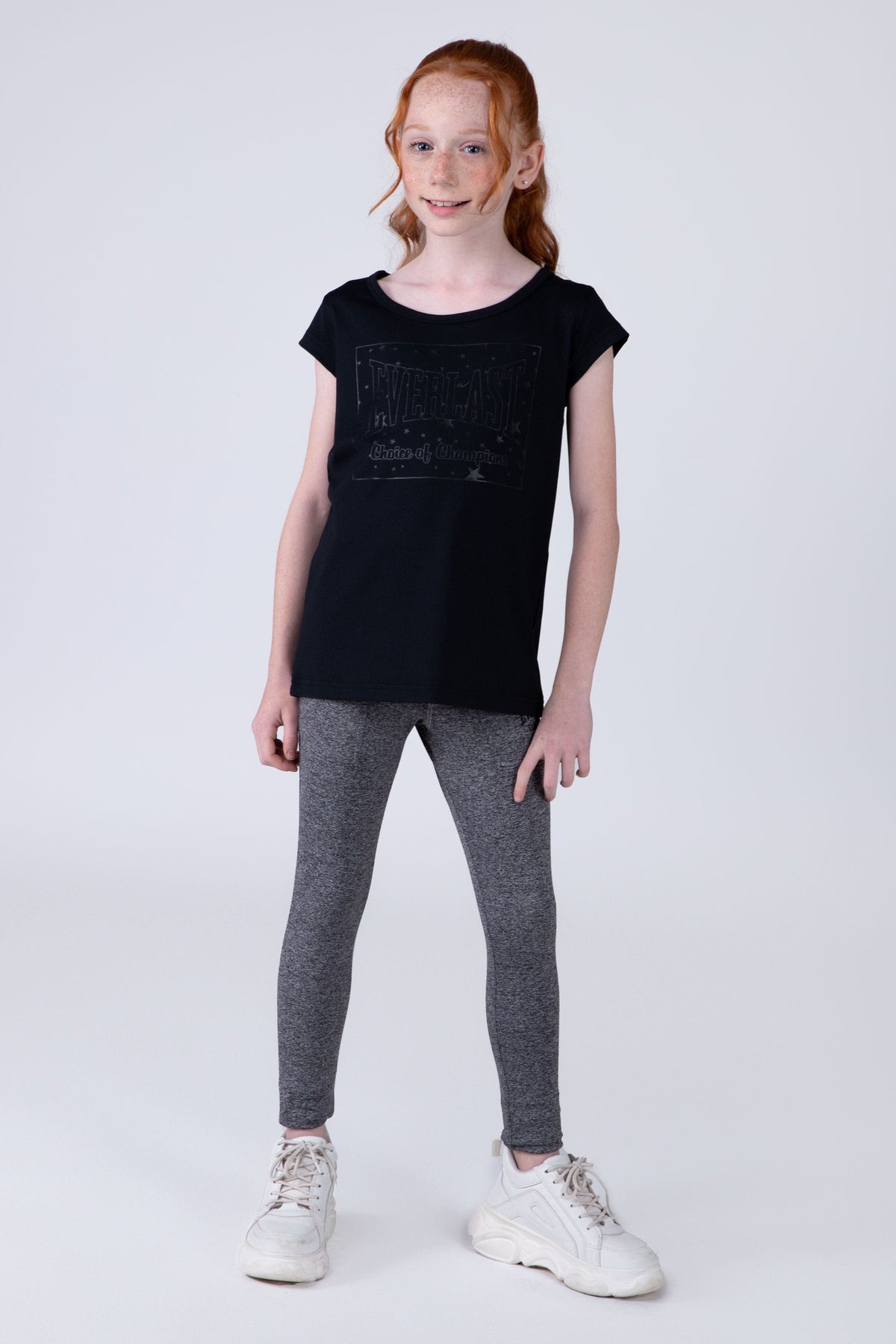 Polera Manga Corta Cosmos Niña Negro Everlast