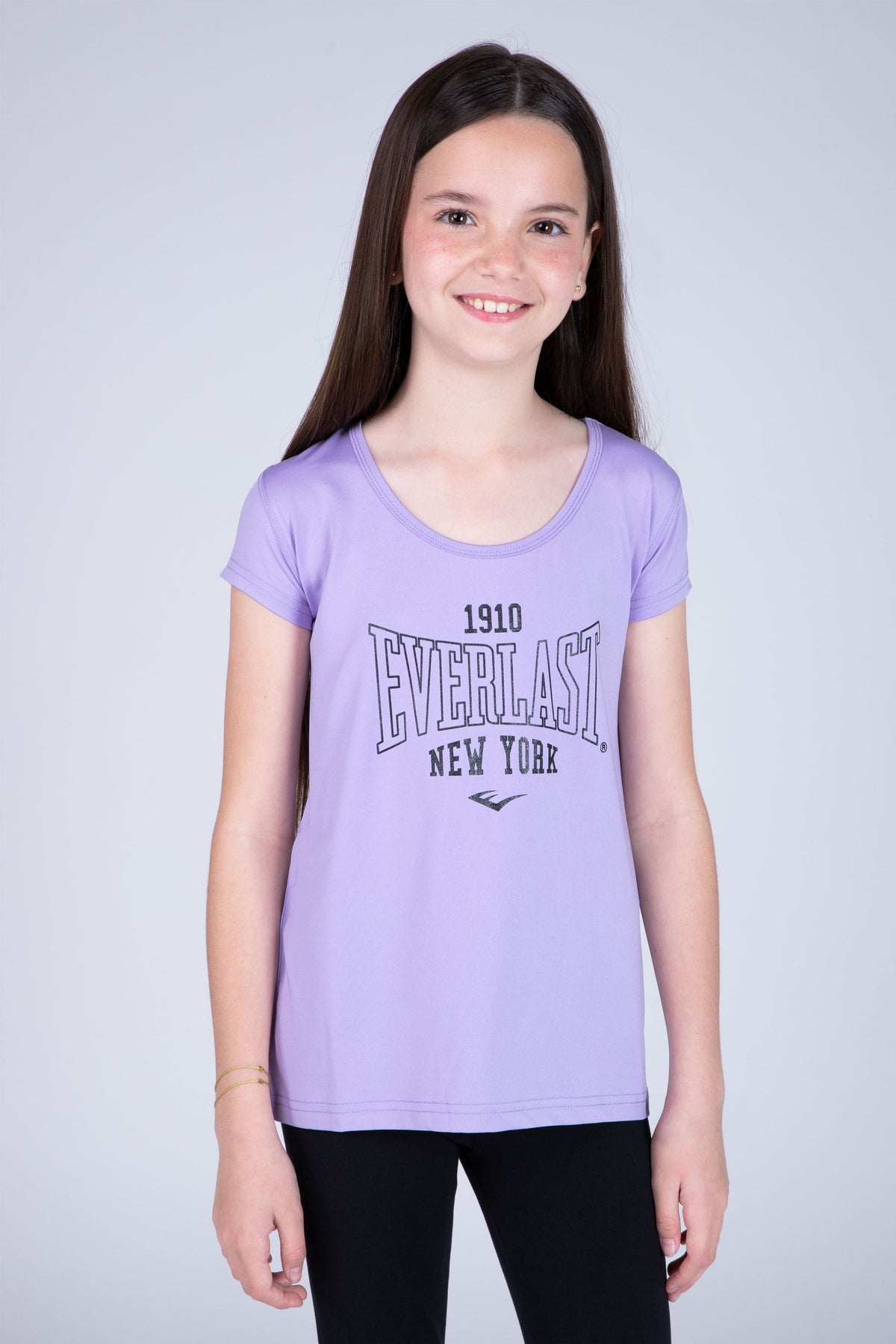 Polera Manga Corta Look Niña Morado Everlast