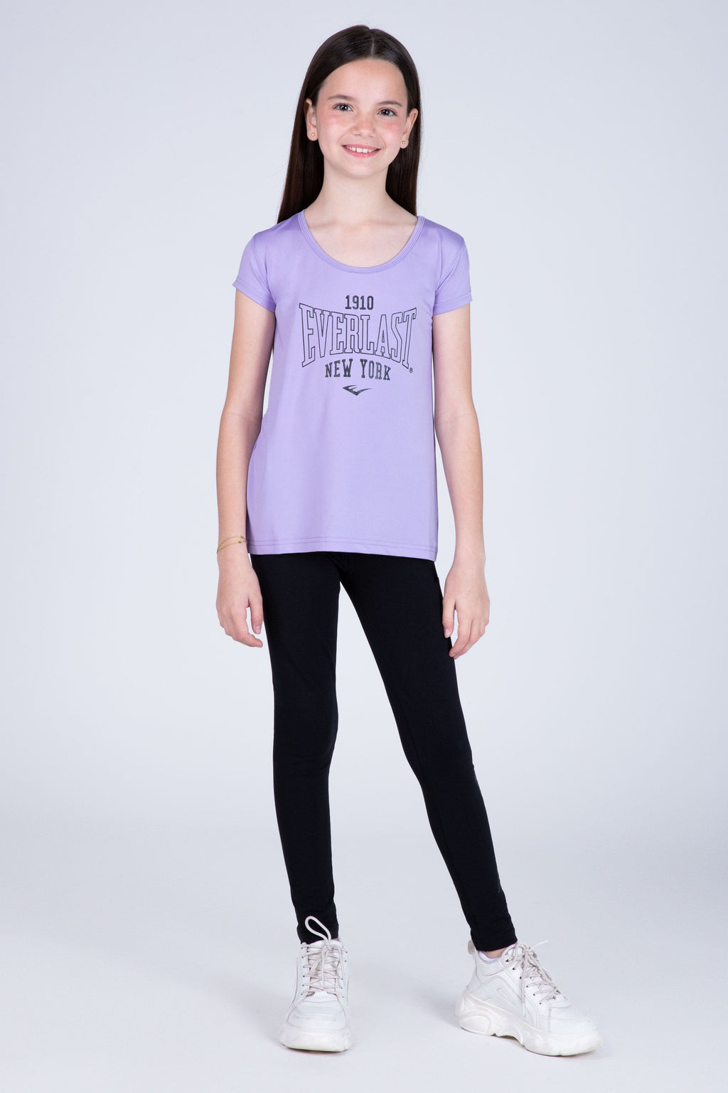 Polera Manga Corta Look Niña Morado Everlast