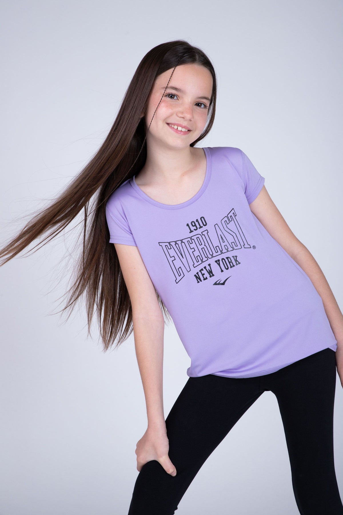 Polera Manga Corta Look Niña Morado Everlast
