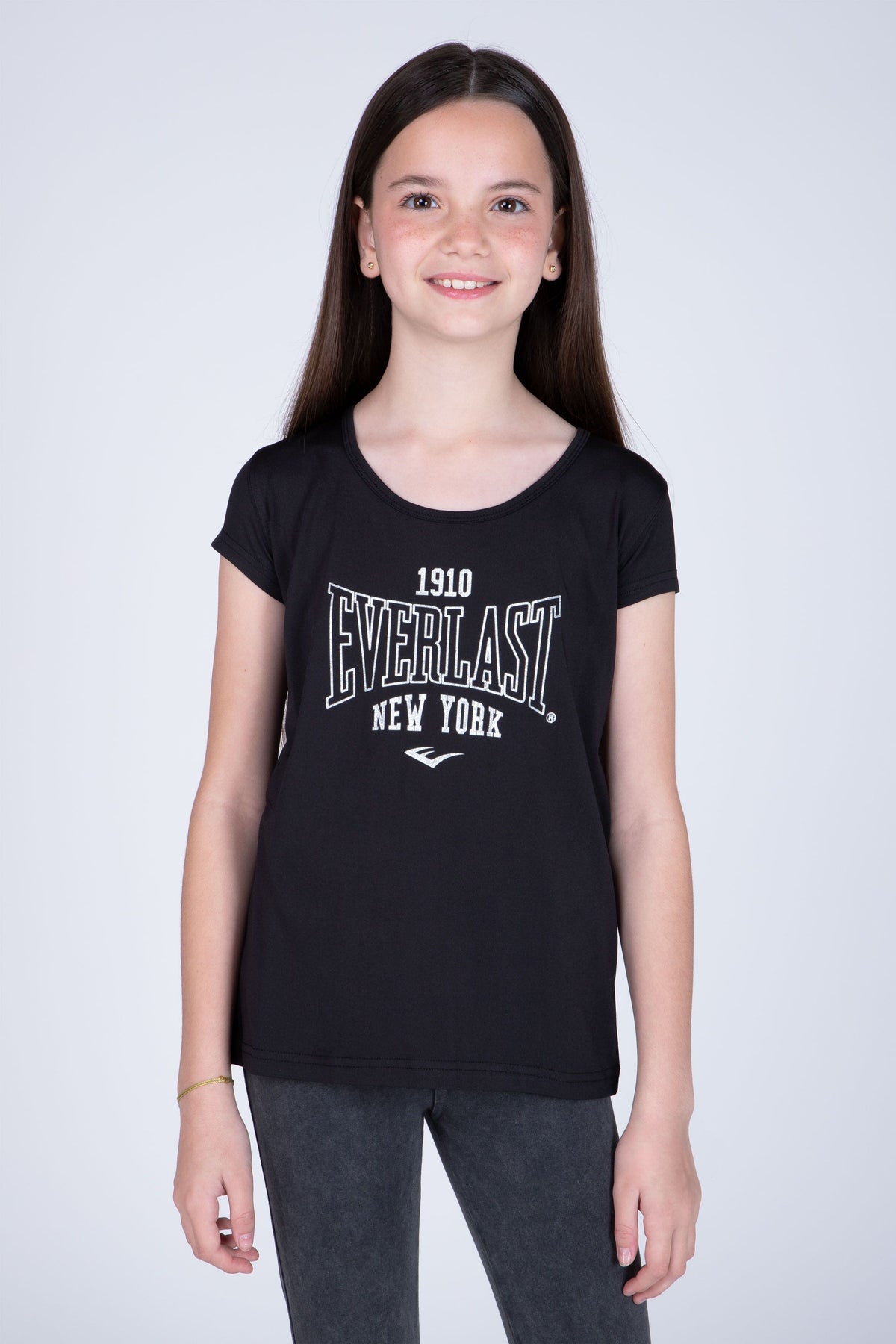 Polera Manga Corta Look Niña Negro Everlast