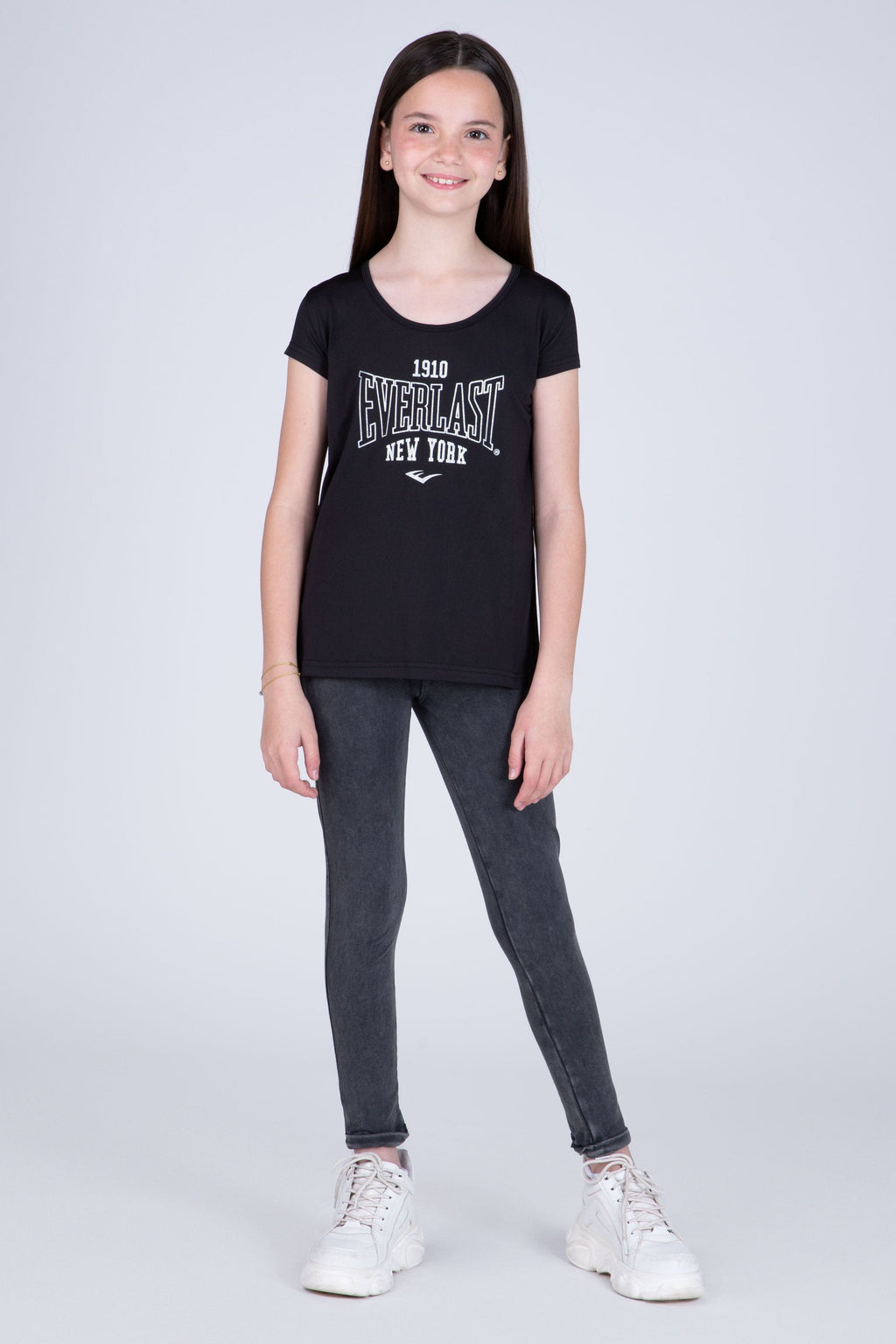 Polera Manga Corta Look Niña Negro Everlast