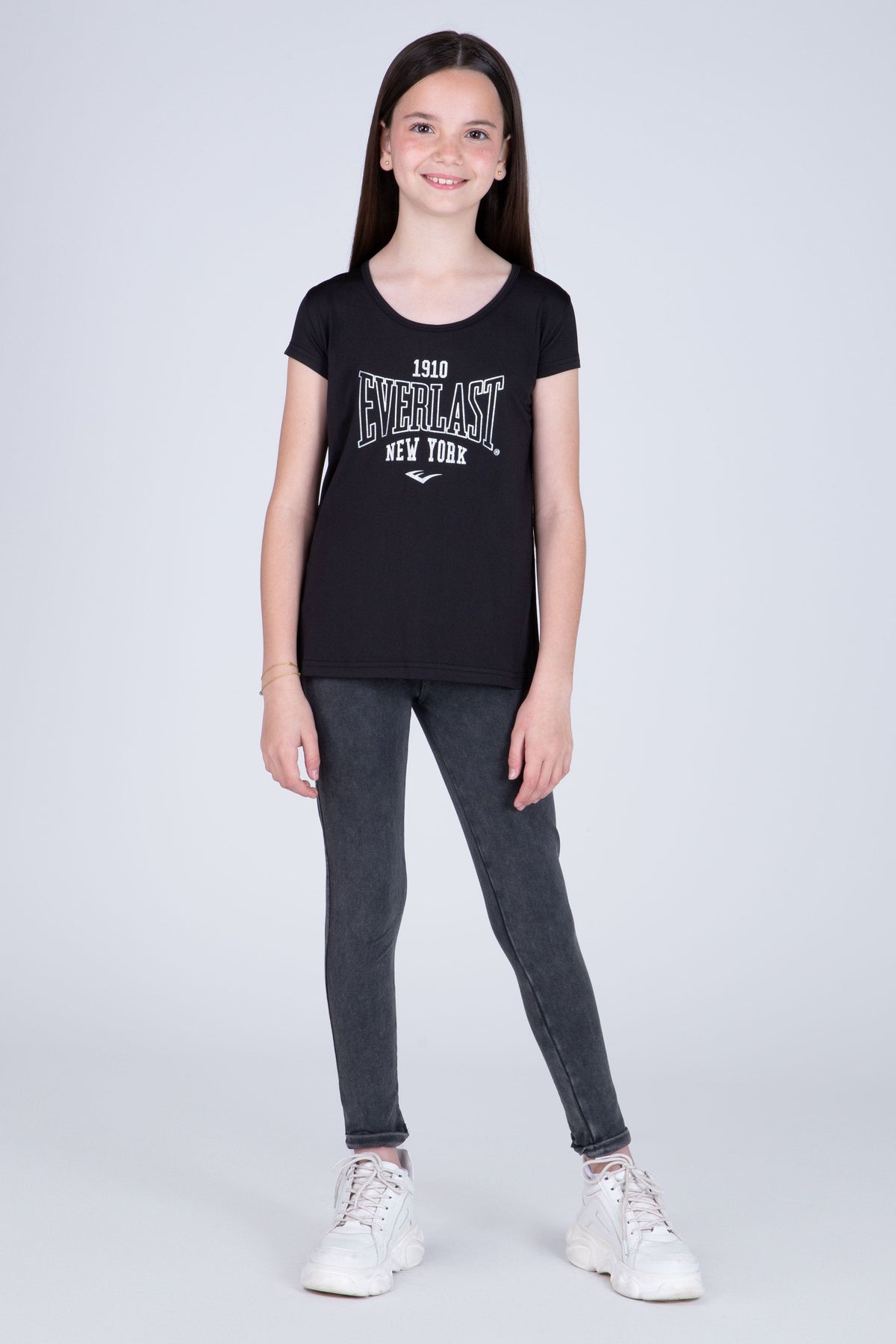 Polera Manga Corta Look Niña Negro Everlast