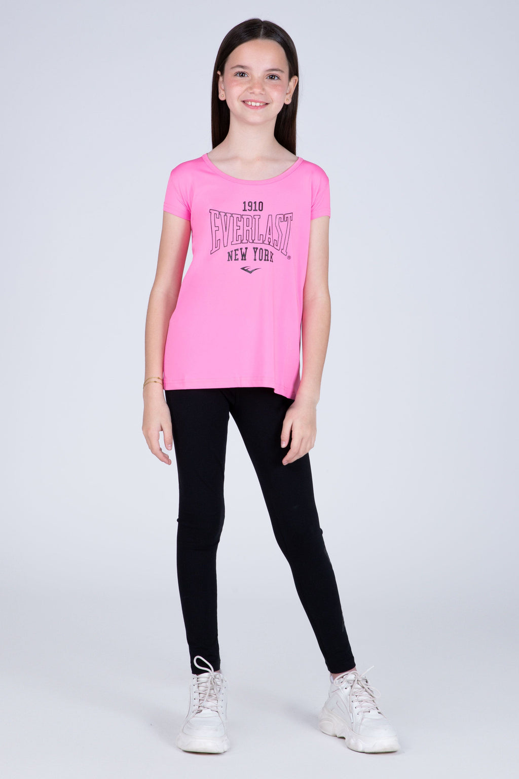 Polera Manga Corta Look Niña Rosado Everlast