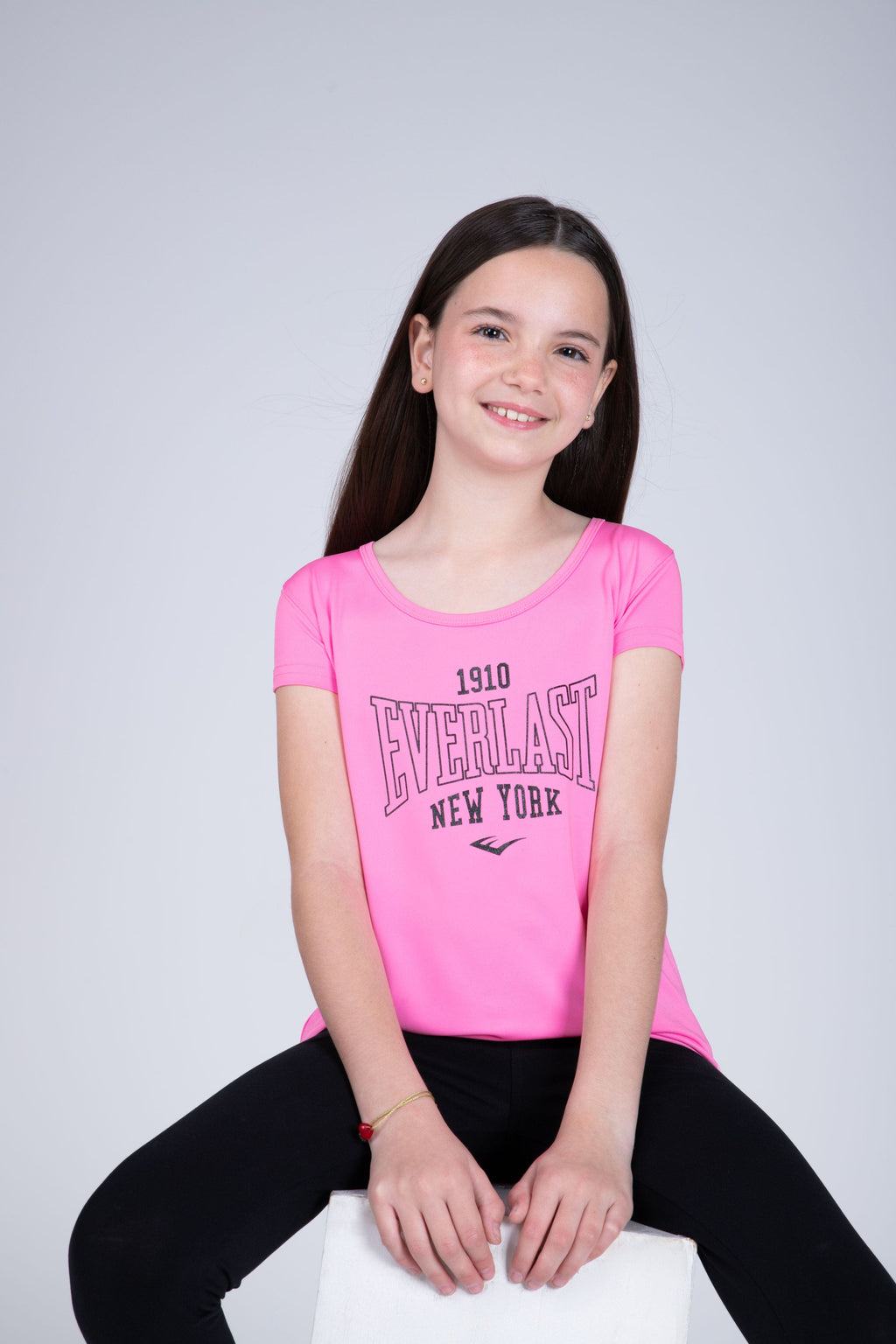 Polera Manga Corta Look Niña Rosado Everlast