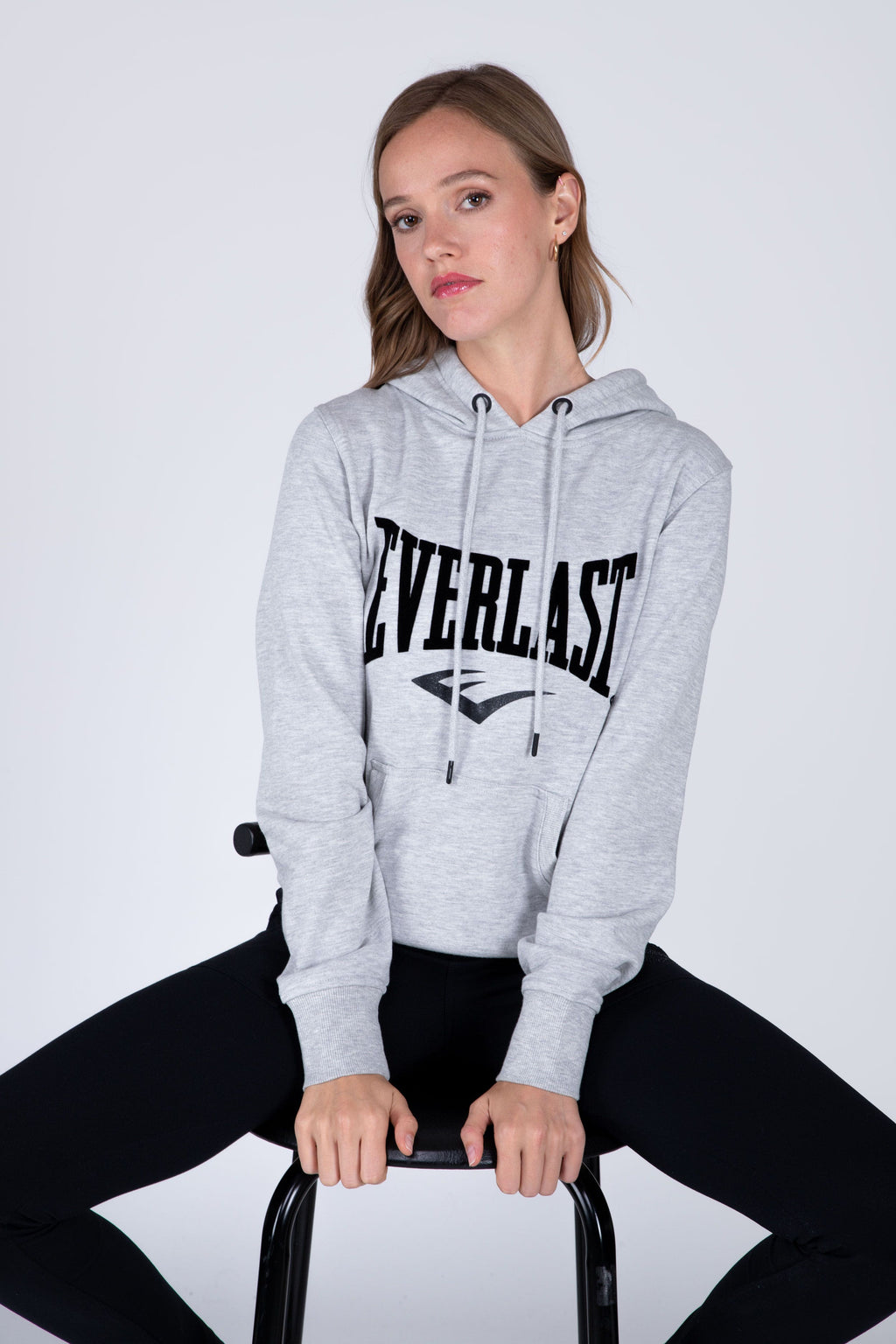 Poleron Hood Basic Heart Gris Everlast