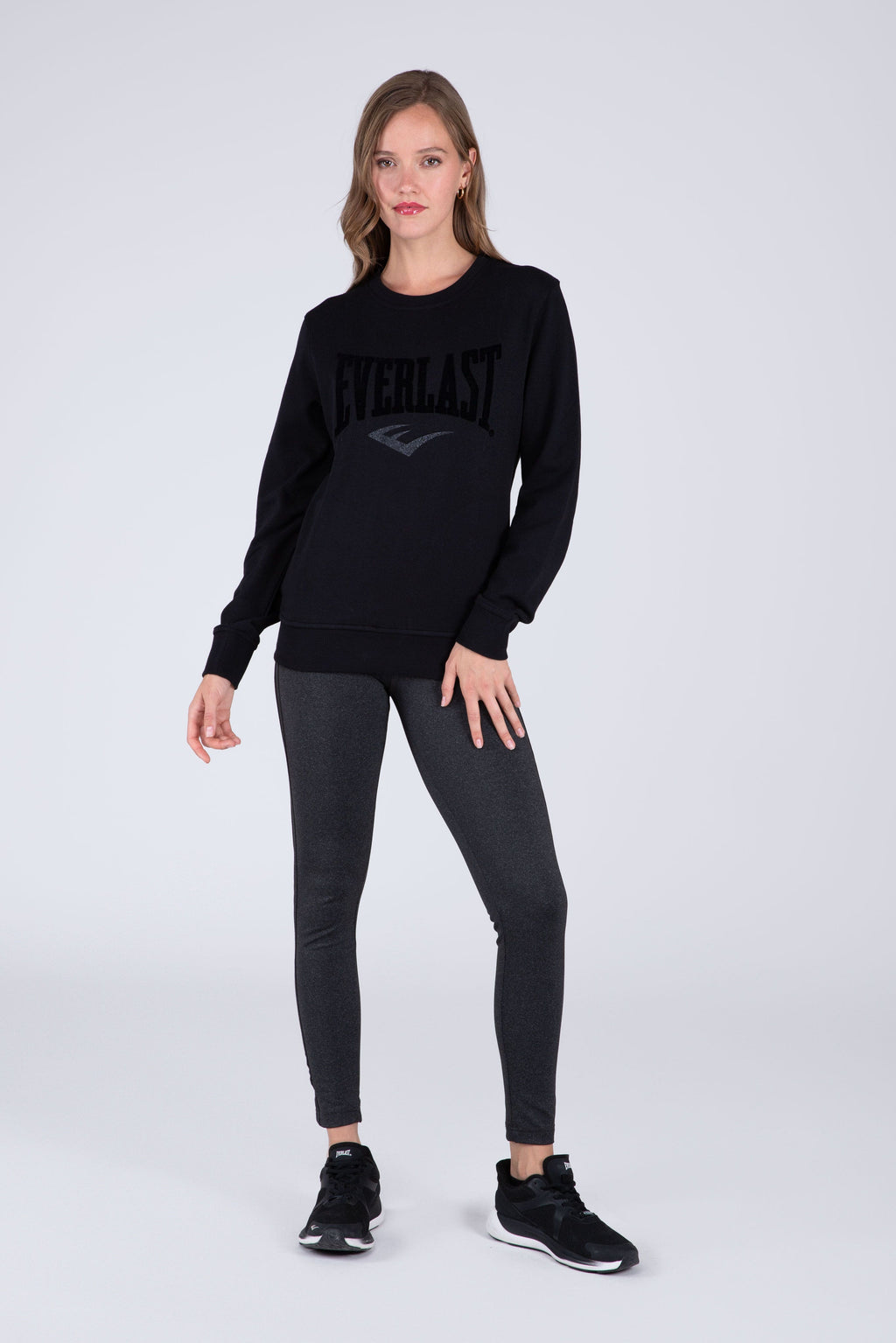 Poleron Crew Neck Basic Heart Negro Everlast