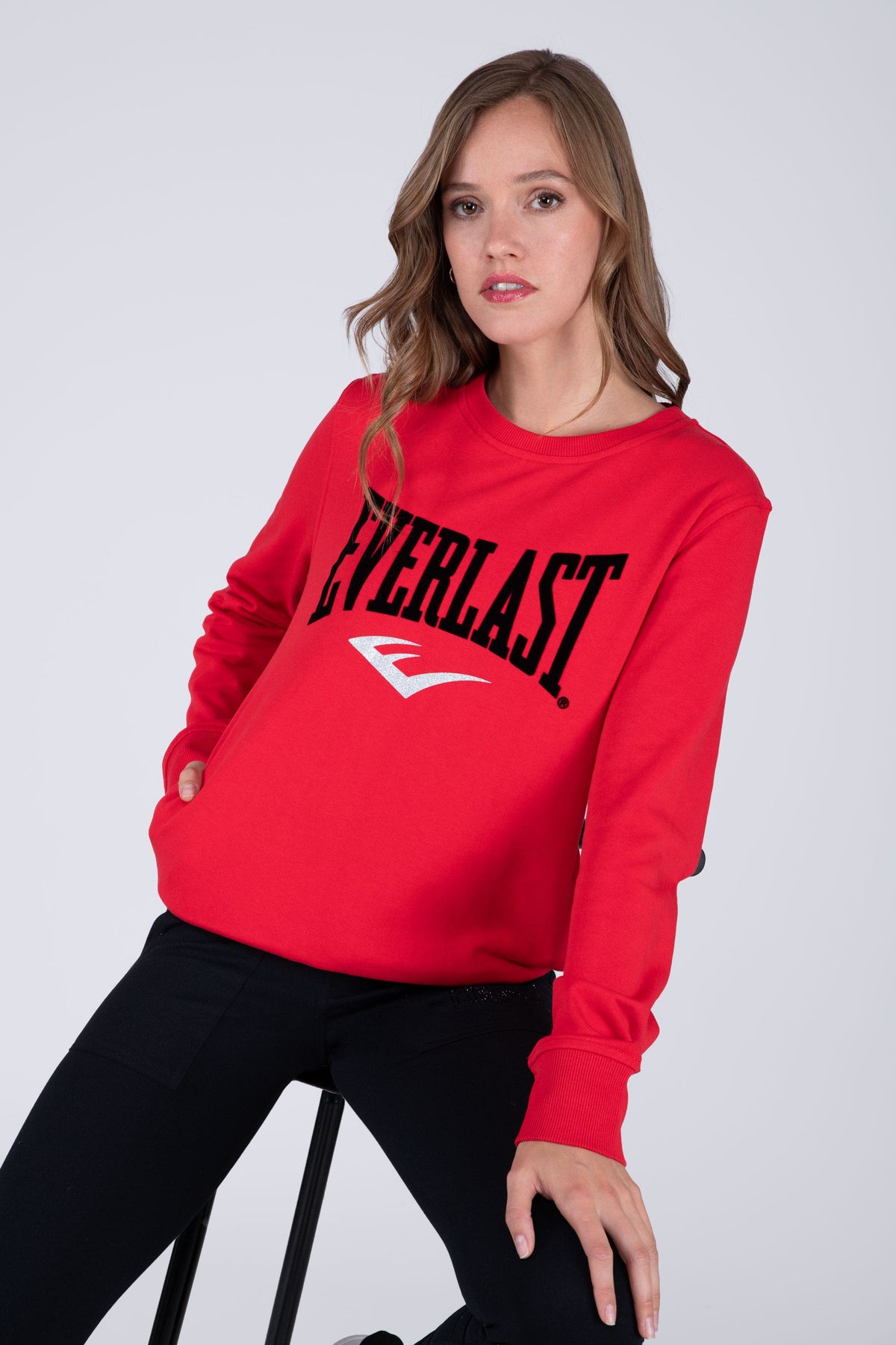 Poleron Crew Neck Basic Heart Rojo Everlast