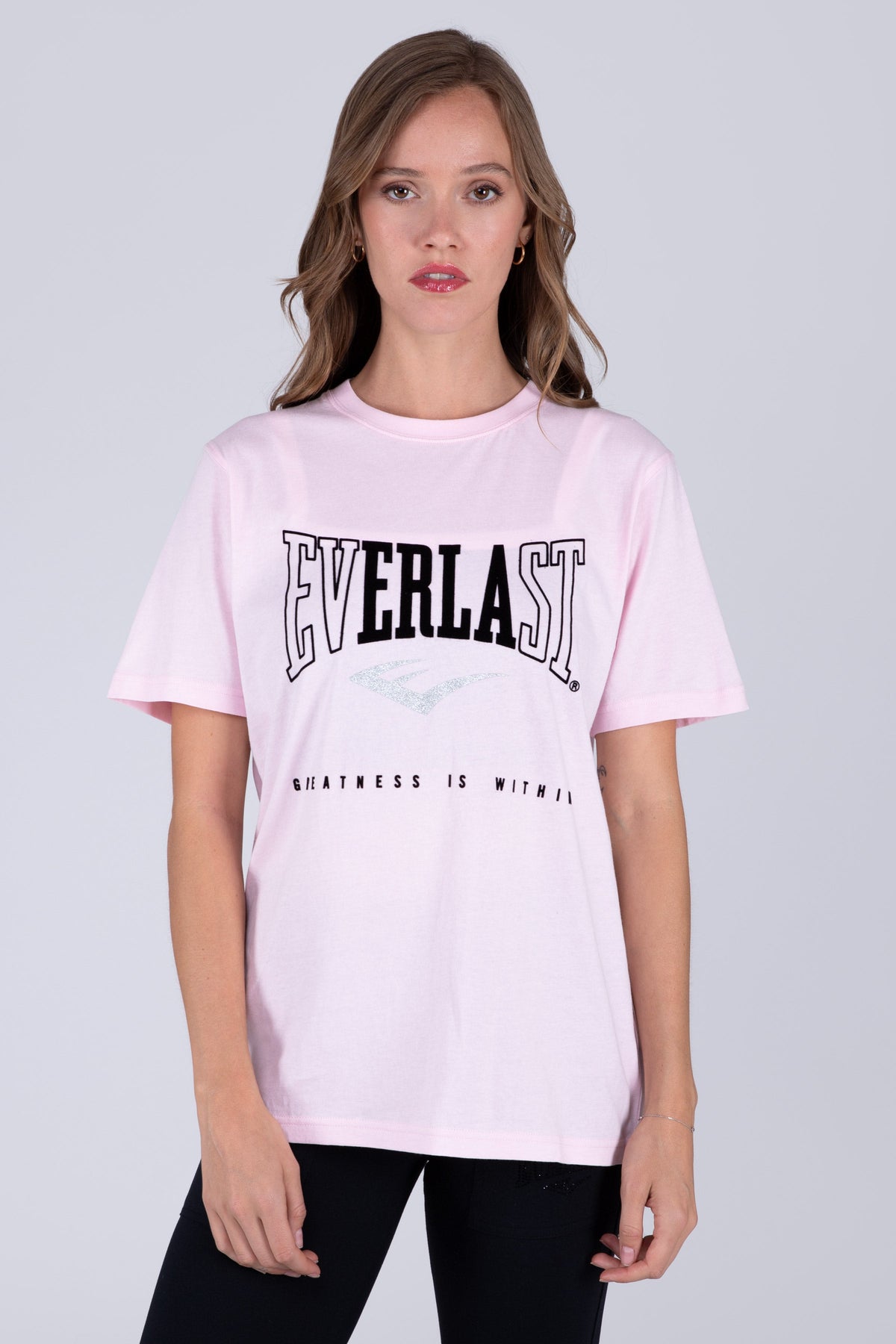 Polera Manga Corta Basic Heart Rosado Everlast