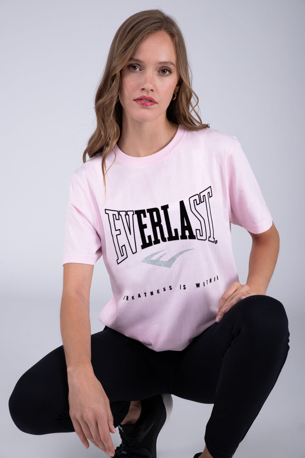 Polera Manga Corta Basic Heart Rosado Everlast