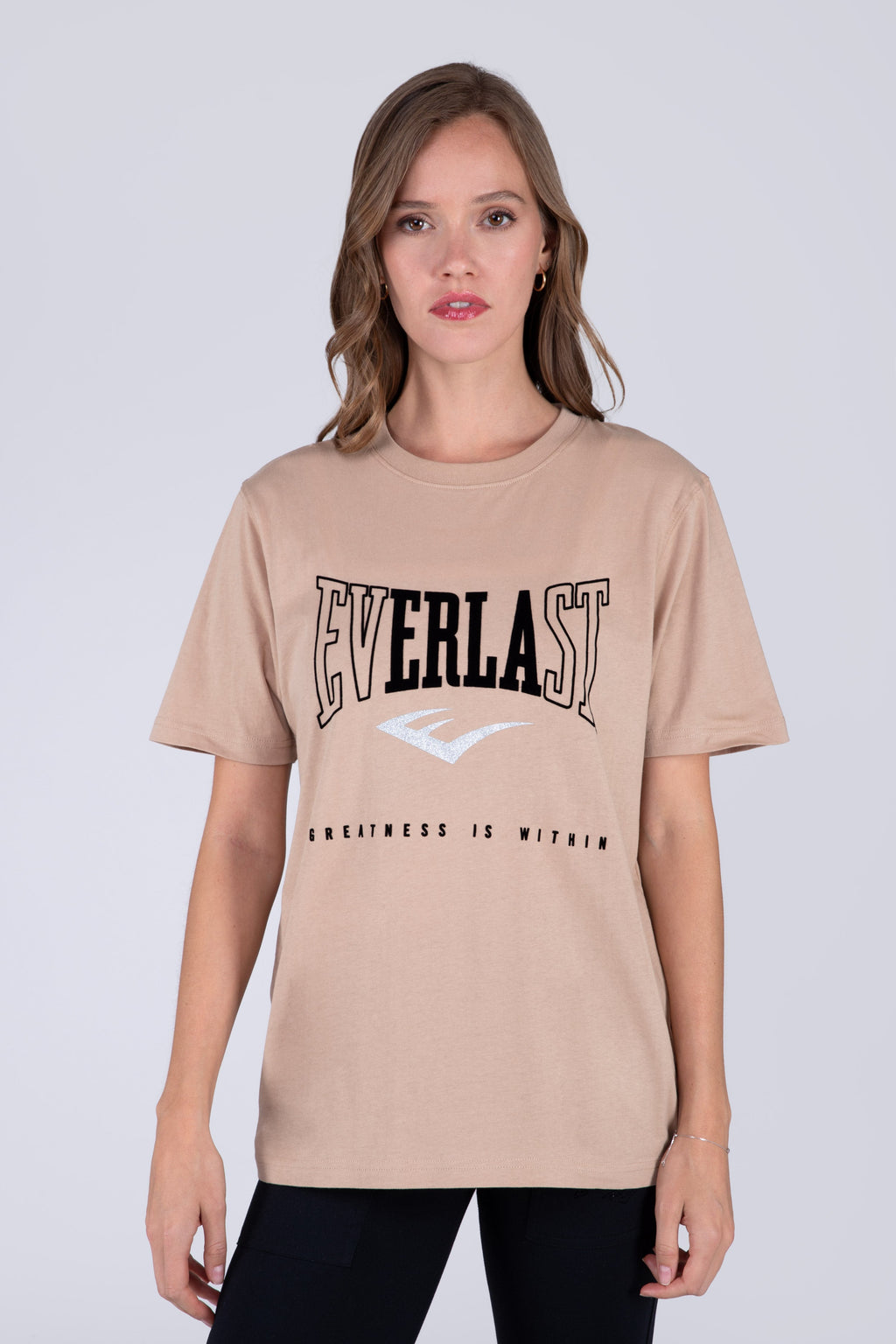 Polera Manga Corta Basic Heart Beige Everlast