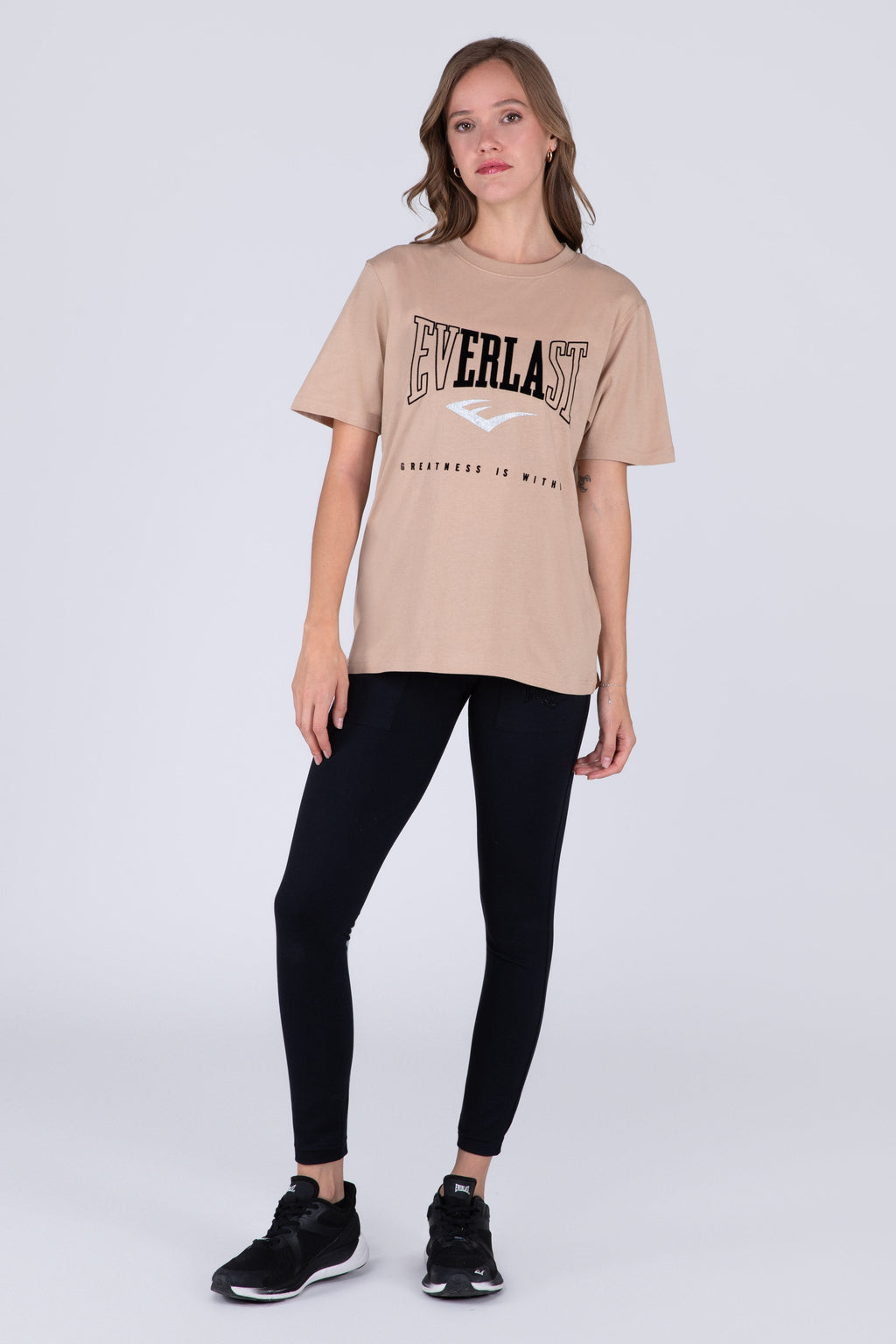 Polera Manga Corta Basic Heart Beige Everlast