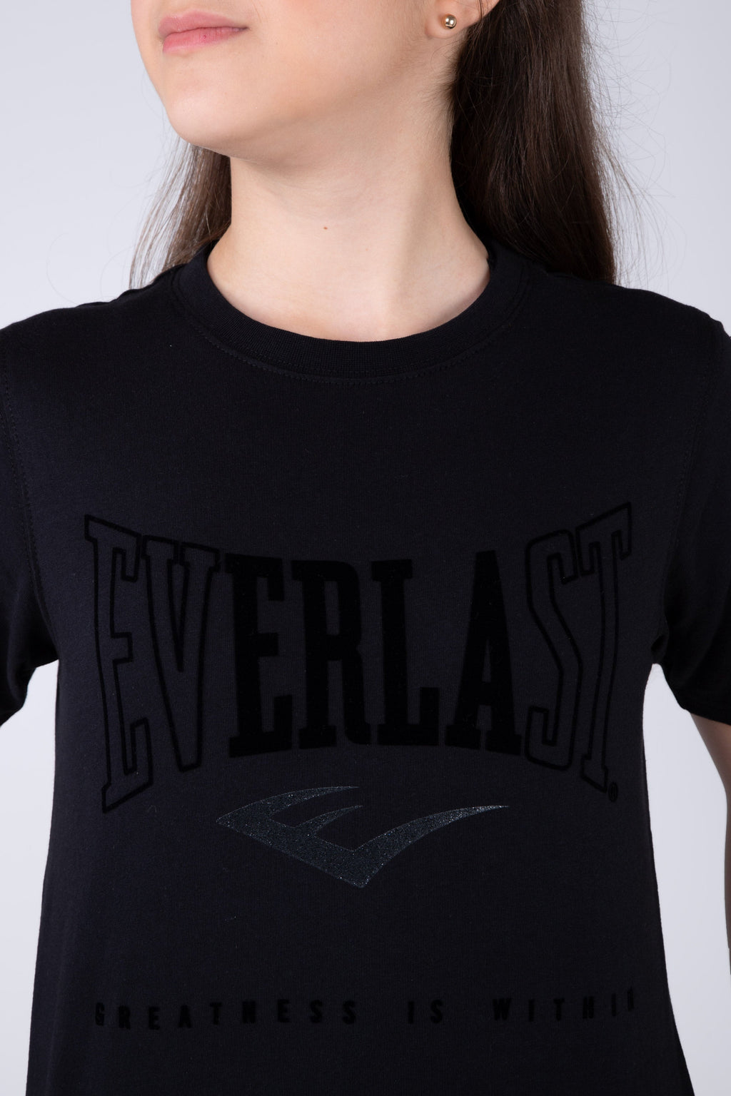 Polera Manga Corta Basic Heart Niña Negro Everlast