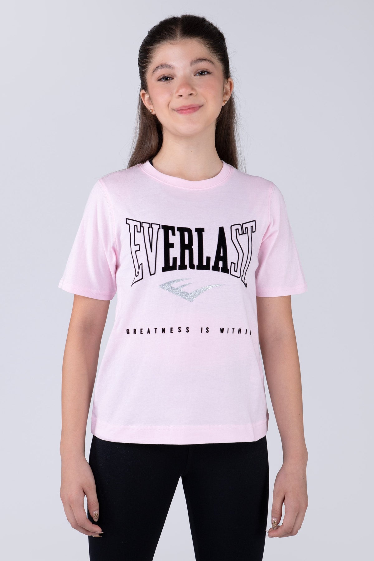 Polera Manga Corta Basic Heart Niña Rosado Everlast