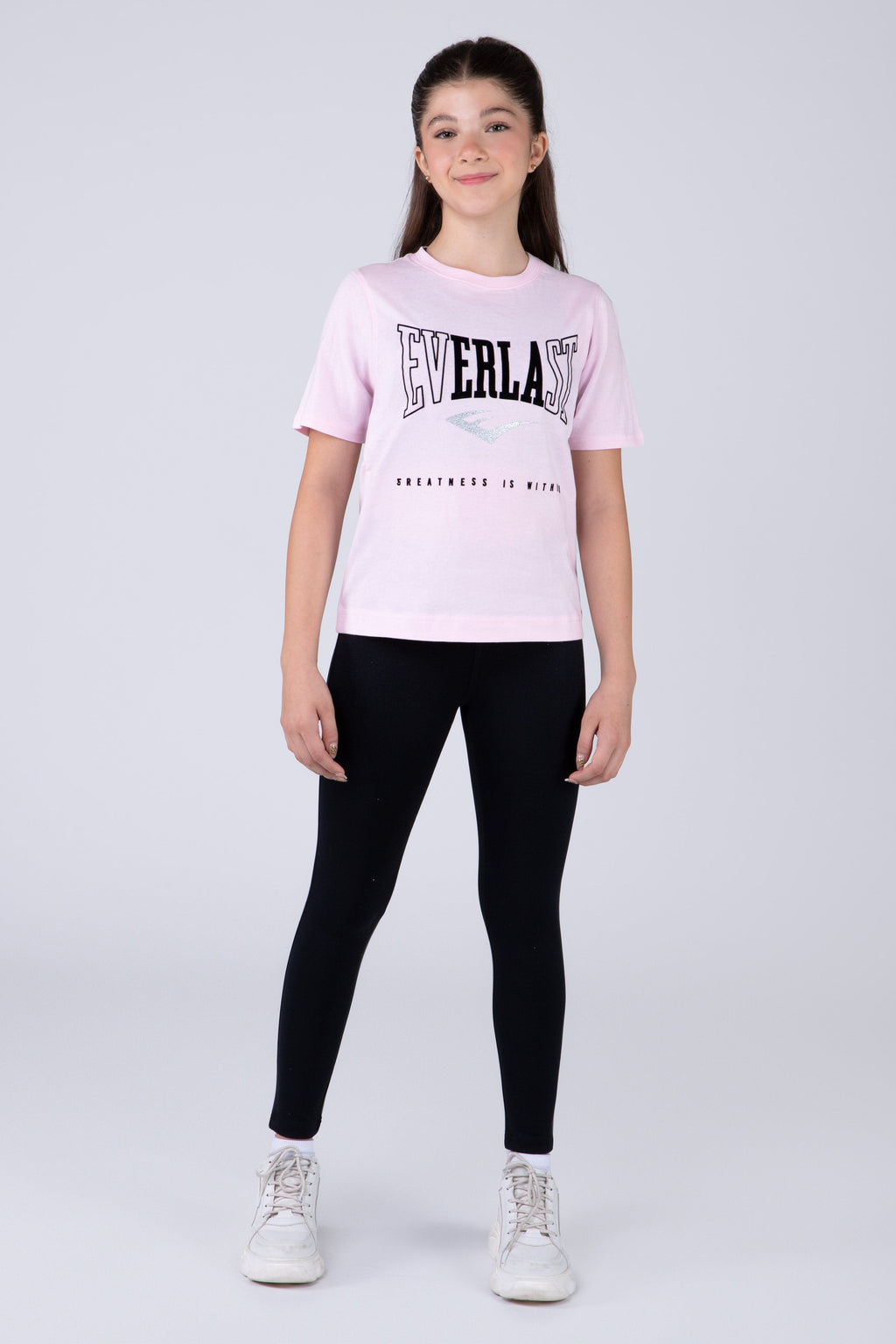 Polera Manga Corta Basic Heart Niña Rosado Everlast