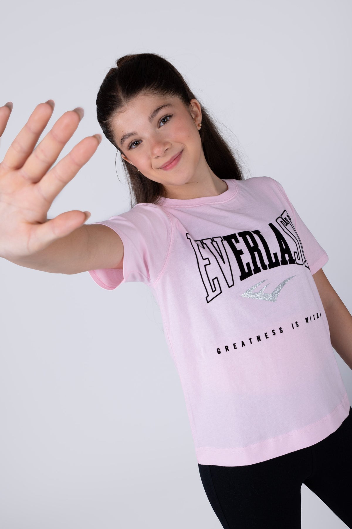 Polera Manga Corta Basic Heart Niña Rosado Everlast