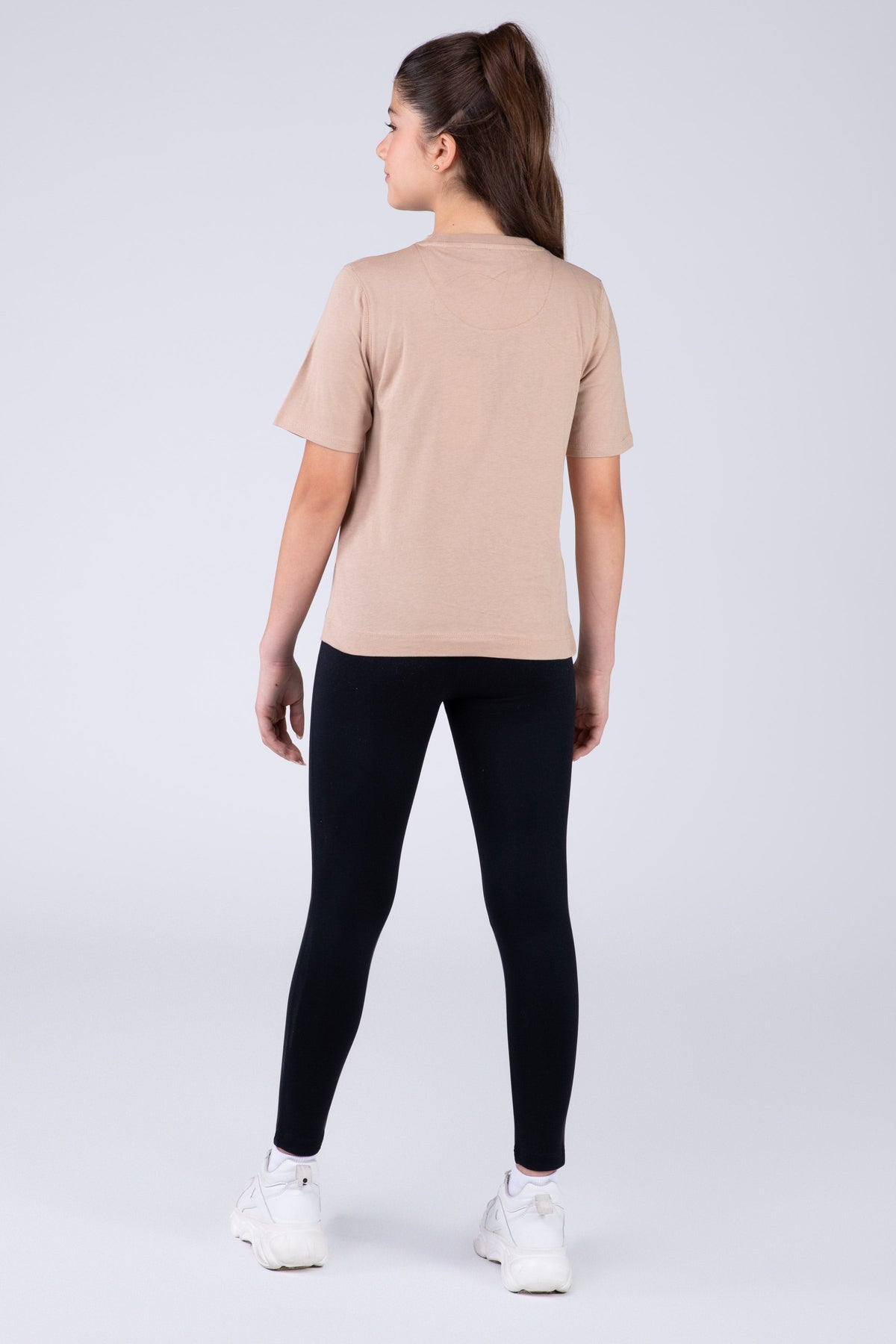 Polera Manga Corta Basic Heart Niña Beige Everlast