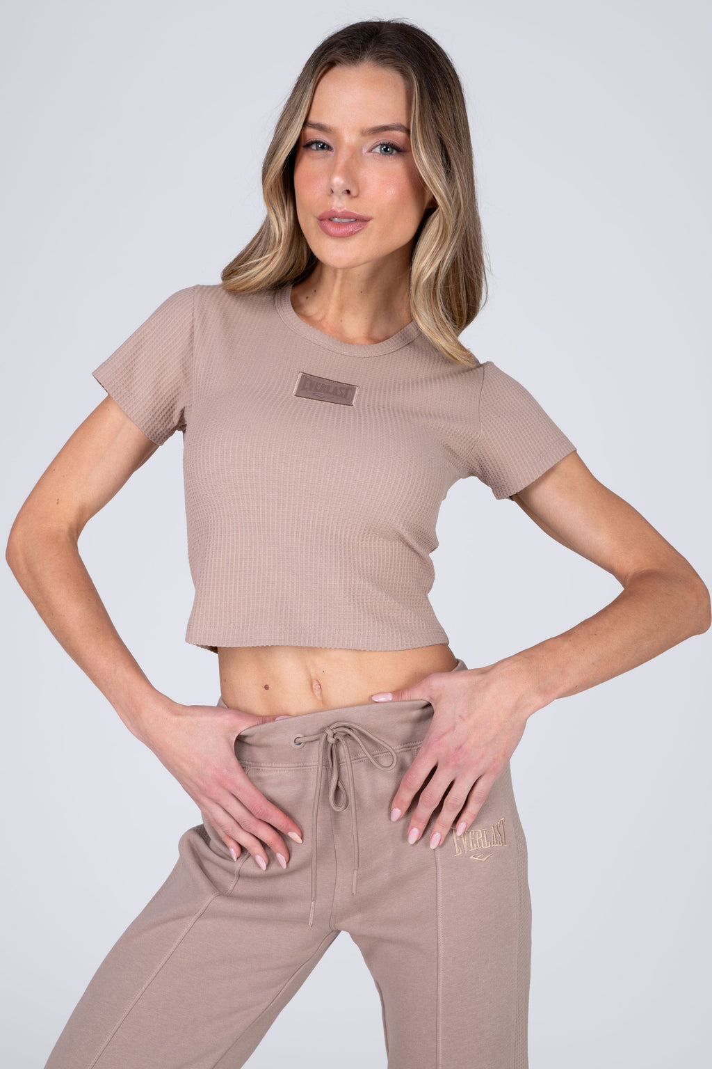 Polera Manga Corta Waffle Beige Everlast