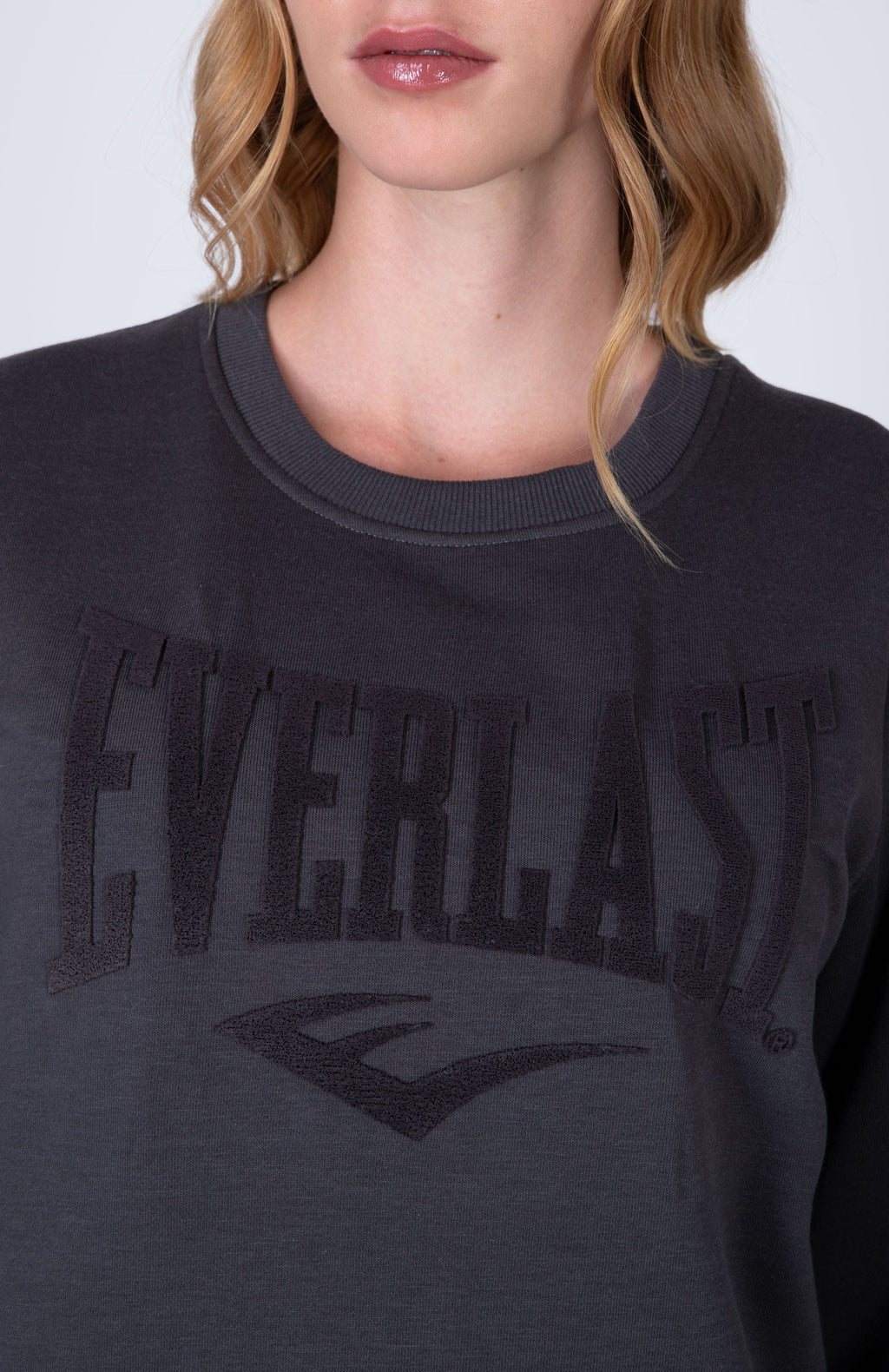 Poleron Crew Neck Aqua Gris Oscuro Everlast