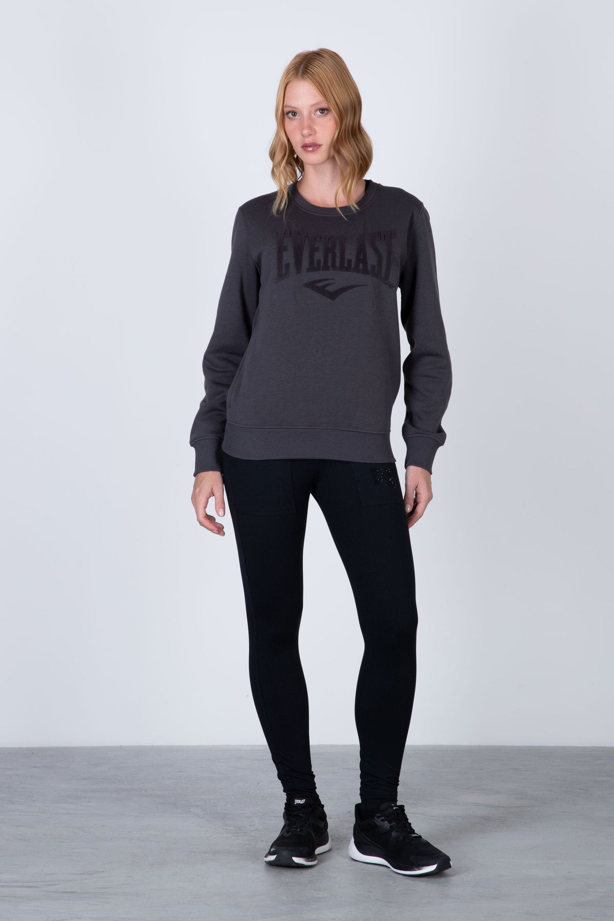Poleron Crew Neck Aqua Gris Oscuro Everlast